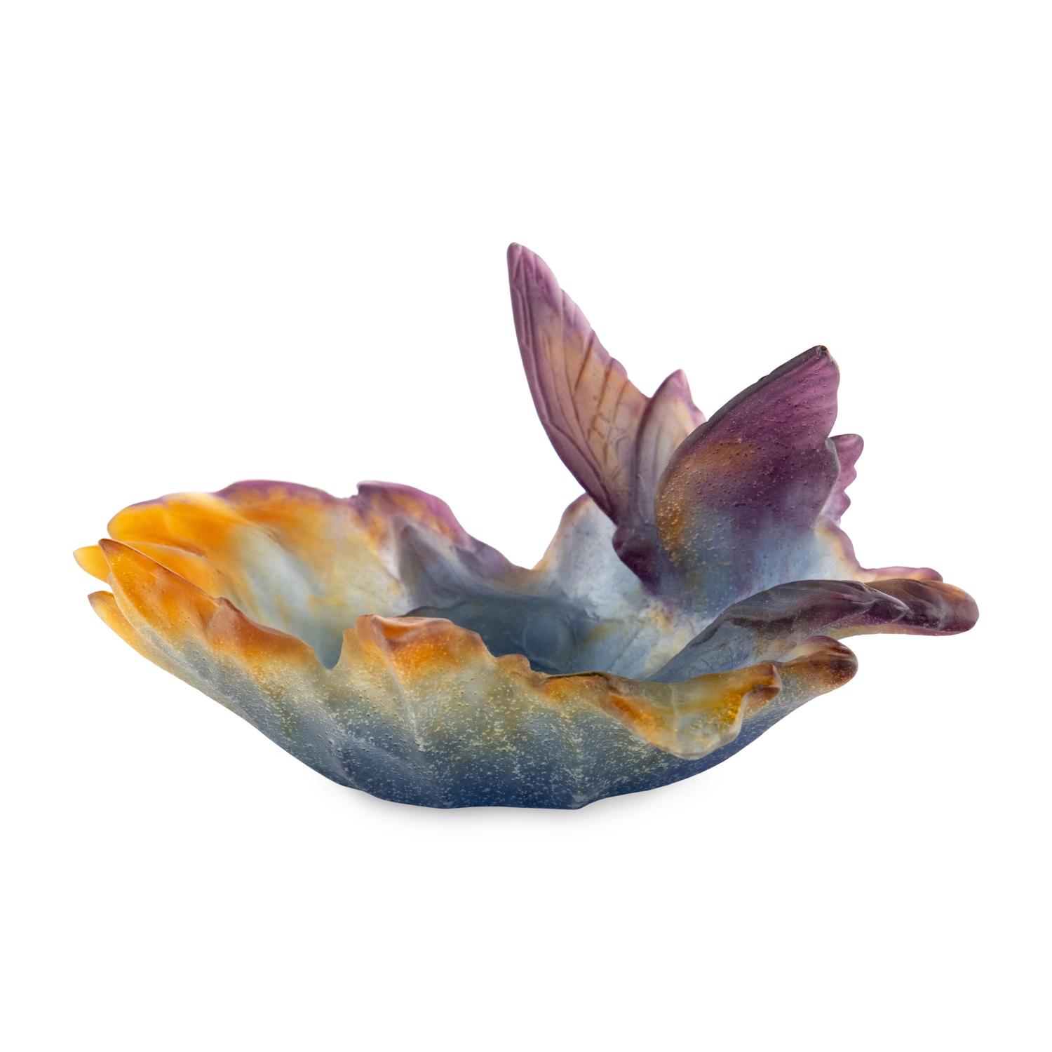 A Daum Pâte-de-Verre Grand Papillon Dish