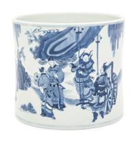 A Chinese Blue and White Porcelain Brushpot, Bitong