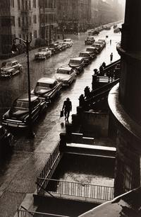 Ruth Orkin (1921-1985) Man in Rain, W. 86th Street, NYC, 1952