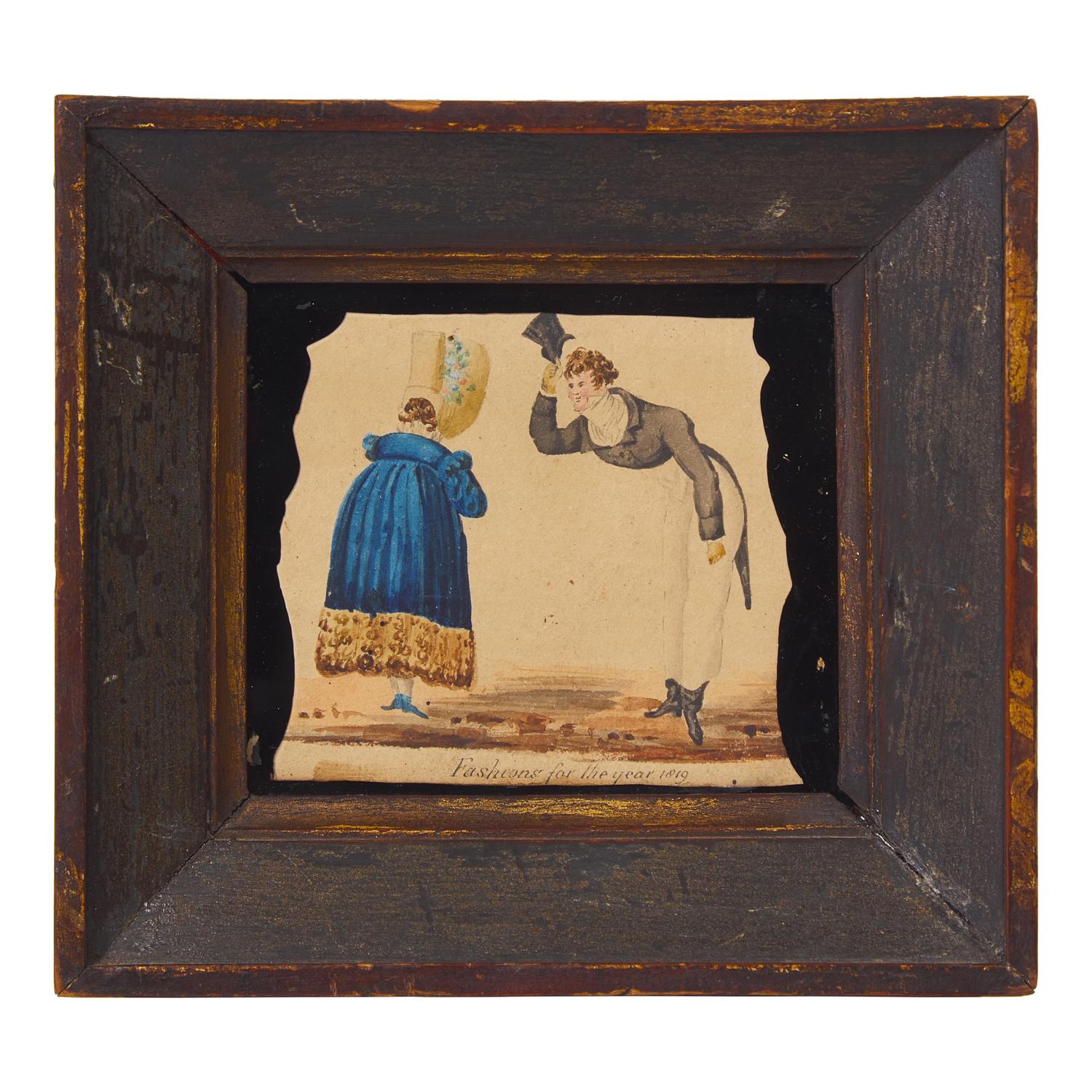 Anglo-American School 19th Century, A Miniature Drawing: Fashions for the Year 1819