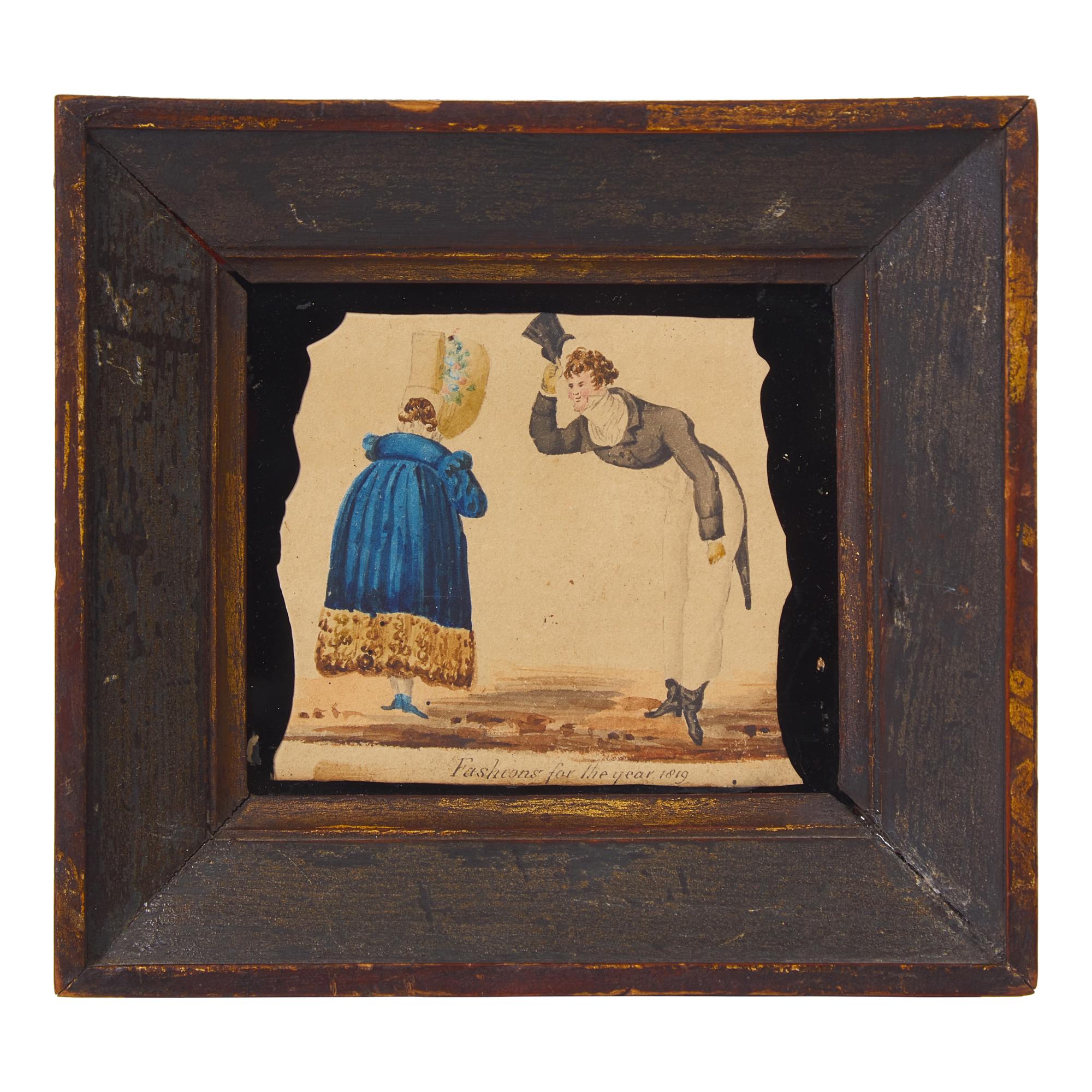 Anglo-American School 19th Century, A Miniature Drawing: Fashions for the Year 1819