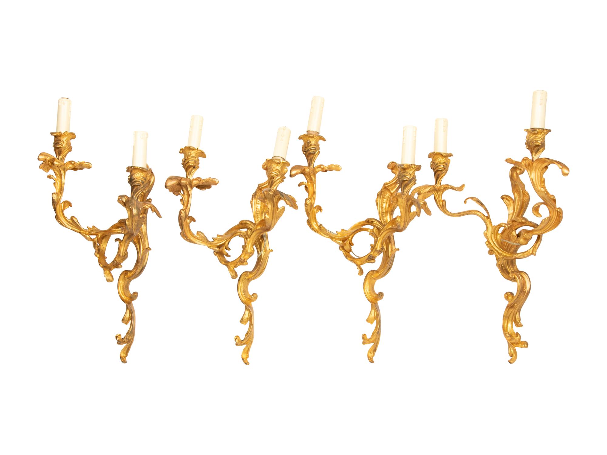 A Set of Four Louis XV Style Gilt Bronze Sconces