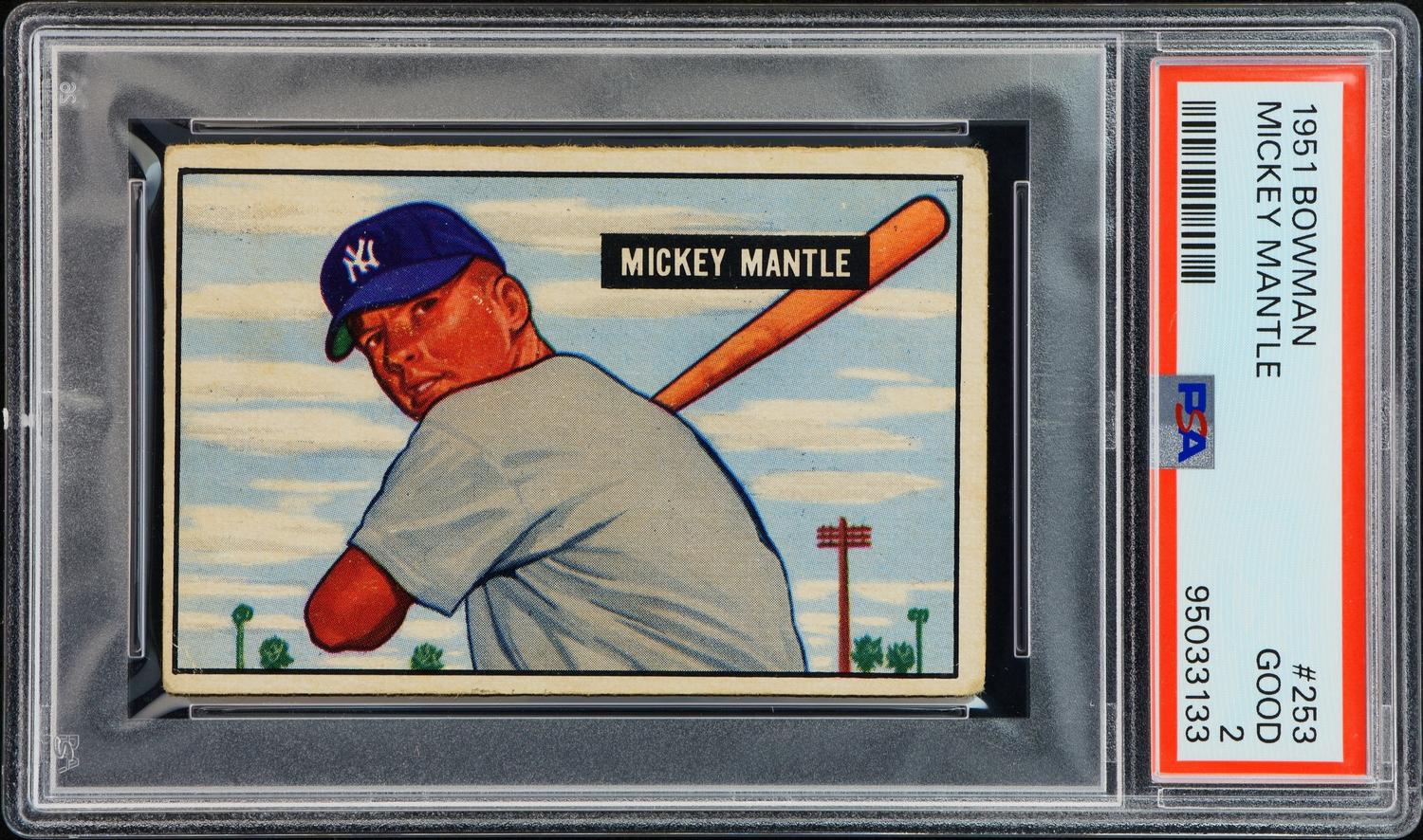 A 1951 Bowman Mickey Mantle Rookie Baseball Card (PSA 2 GOOD)