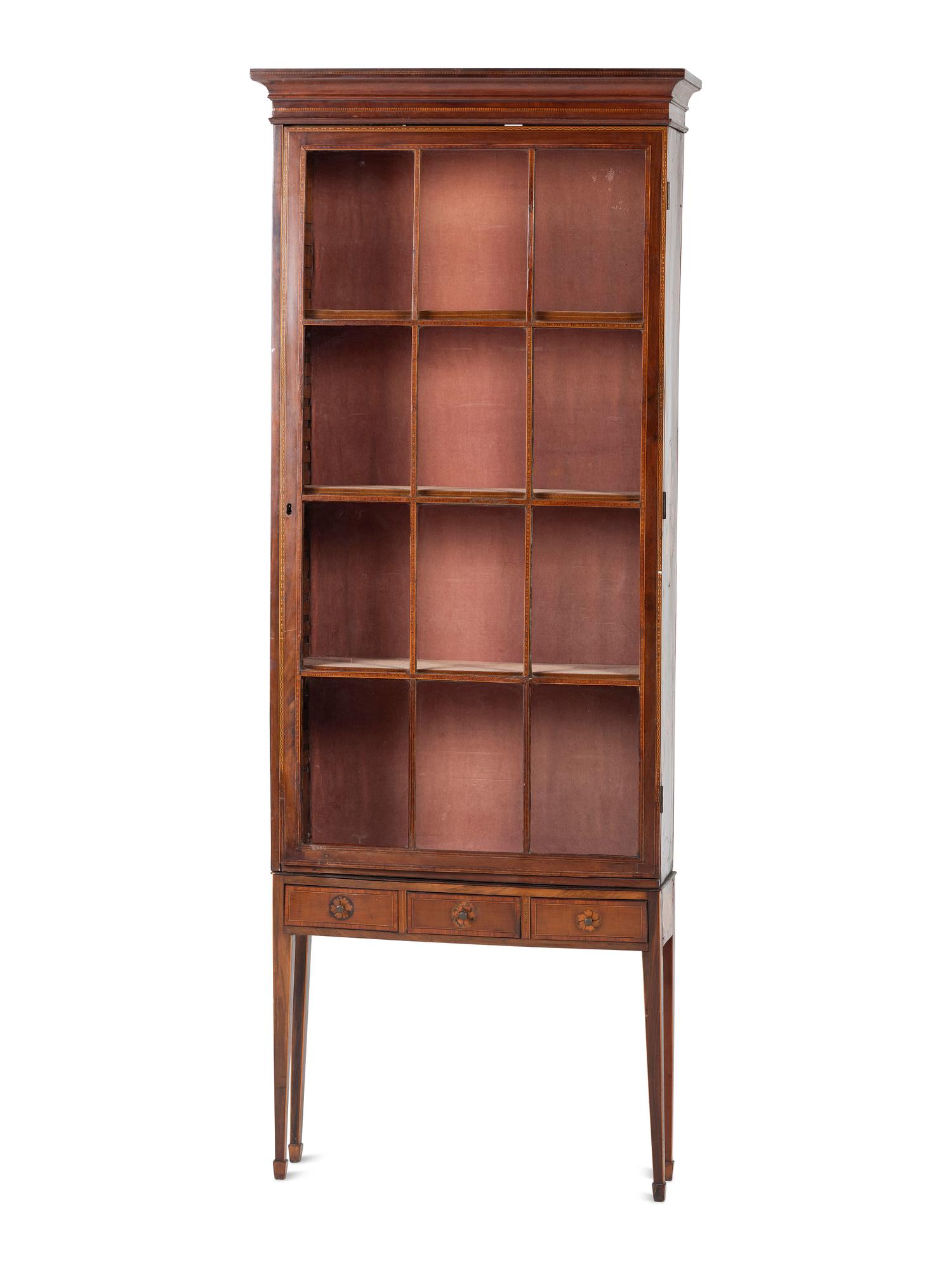 A Late George III Inlaid Mahogany Vitrine Cabinet