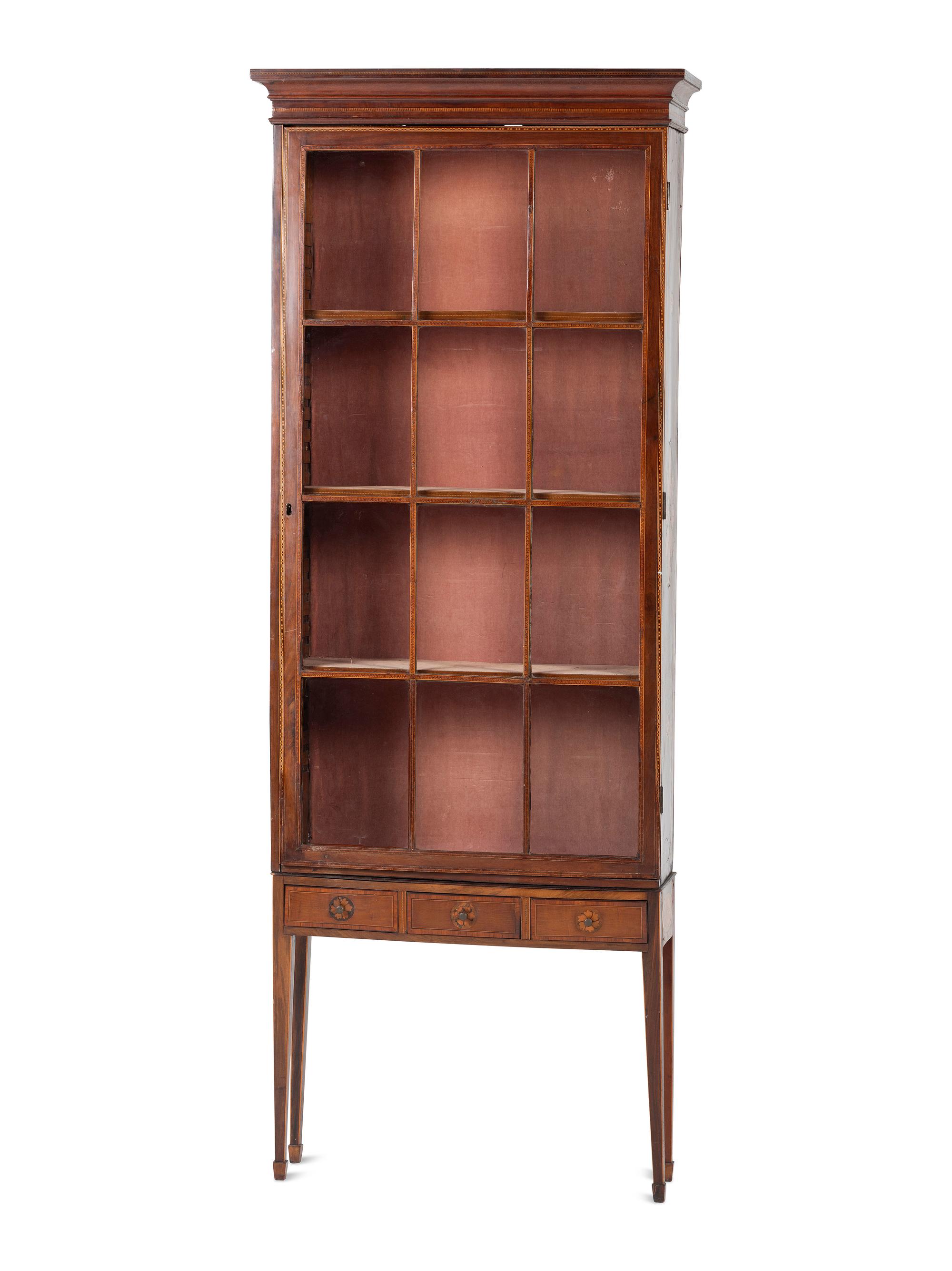 A Late George III Inlaid Mahogany Vitrine Cabinet
