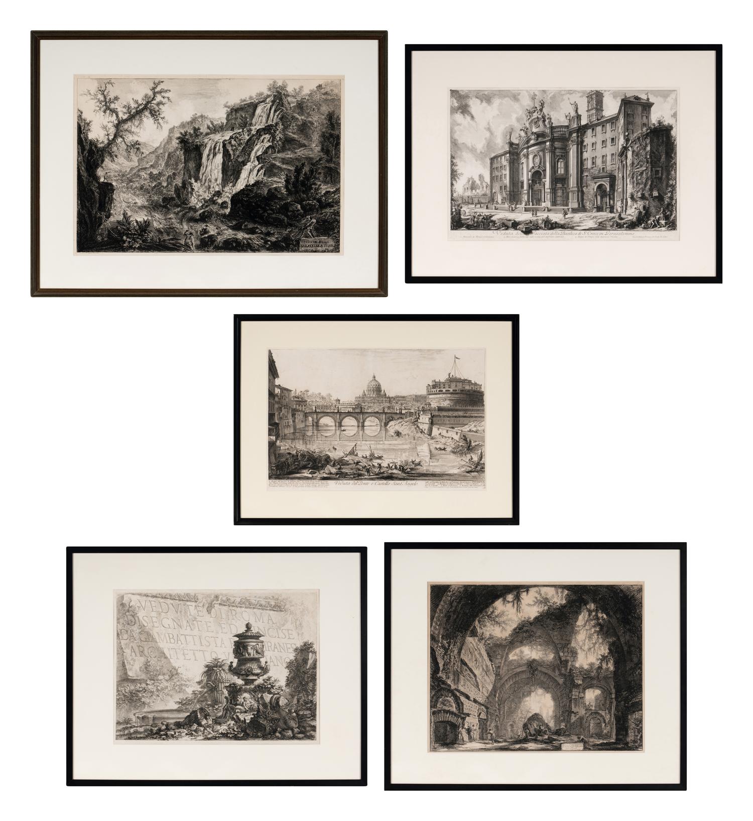 Giovanni Battista Piranesi (Italian, 1720–1778) Five Plates from Vedute di Roma