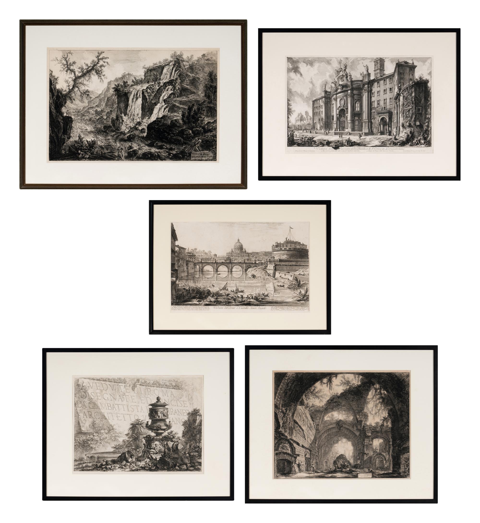 Giovanni Battista Piranesi (Italian, 1720–1778) Five Plates from Vedute di Roma