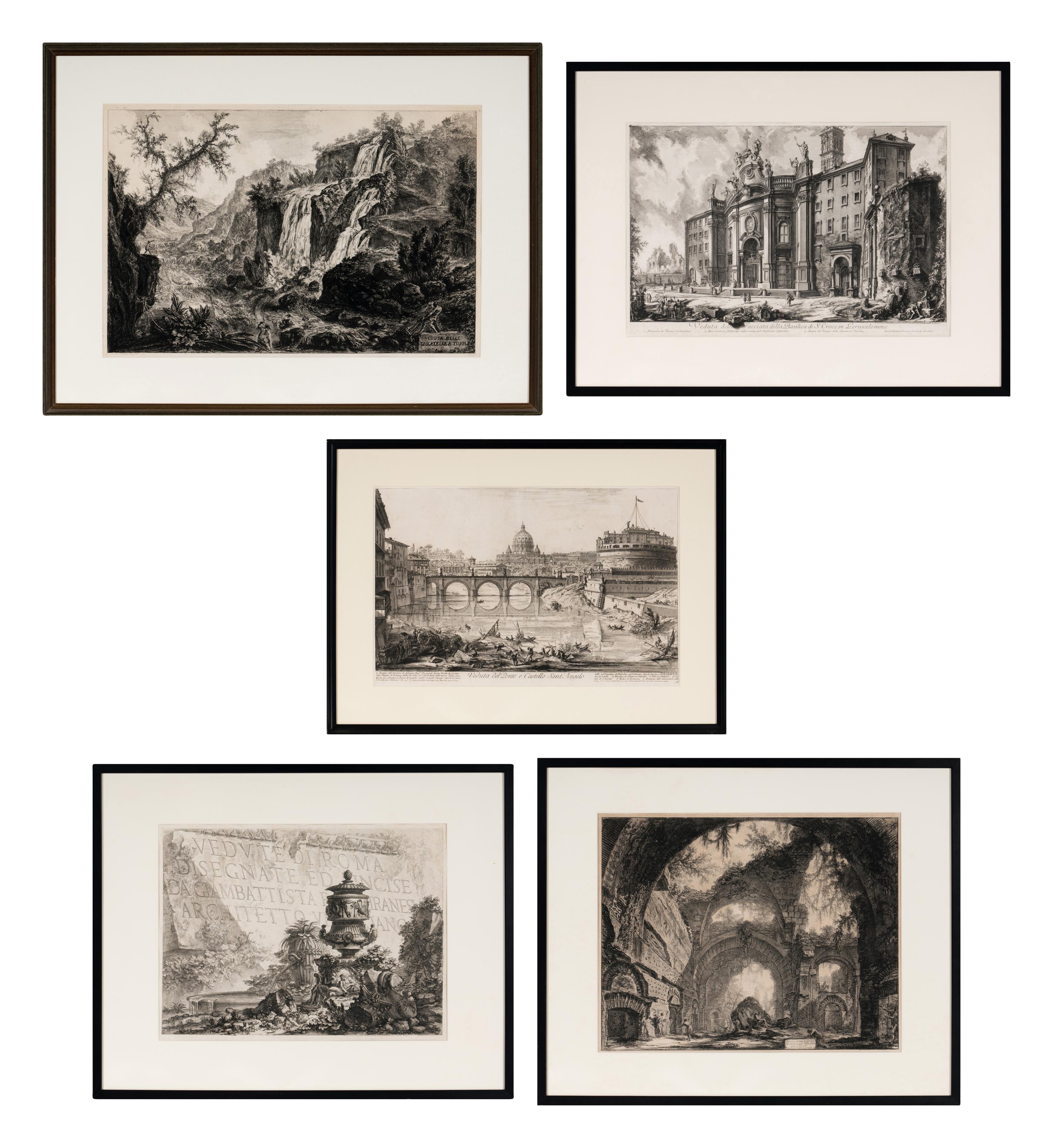 Giovanni Battista Piranesi (Italian, 1720–1778) Five Plates from Vedute di Roma