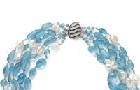 AQUAMARINE AND PEARL BEAD NECKLACE