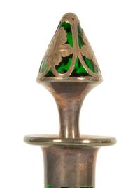 An American Silver Overlaid Green Glass Decanter