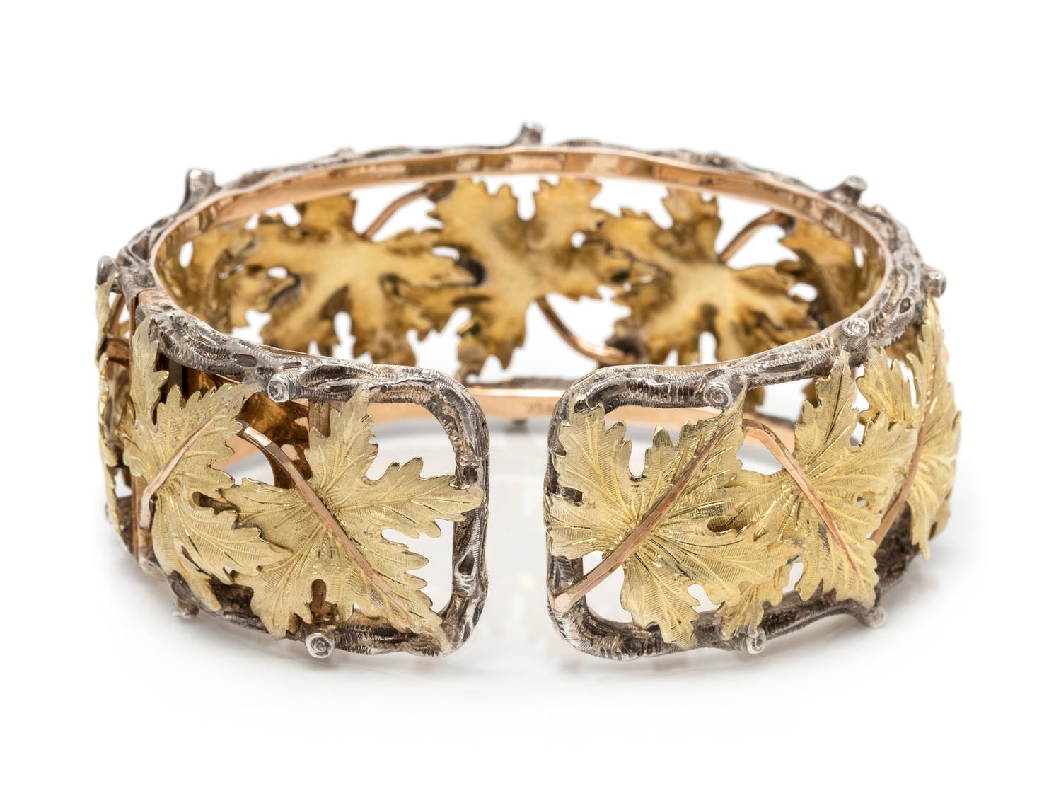 MARIO BUCCELLATI, GOLD AND SILVER LEAF CUFF BRACELET