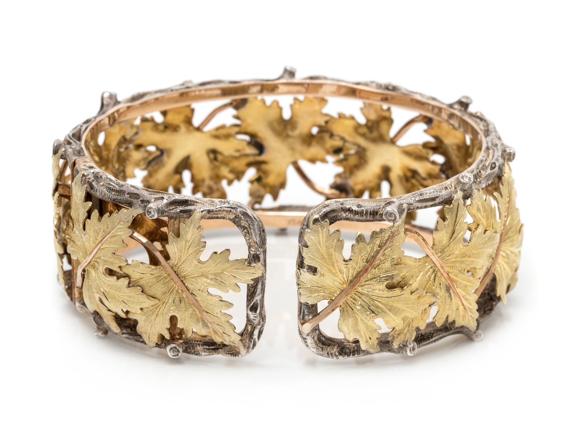 MARIO BUCCELLATI, GOLD AND SILVER LEAF CUFF BRACELET