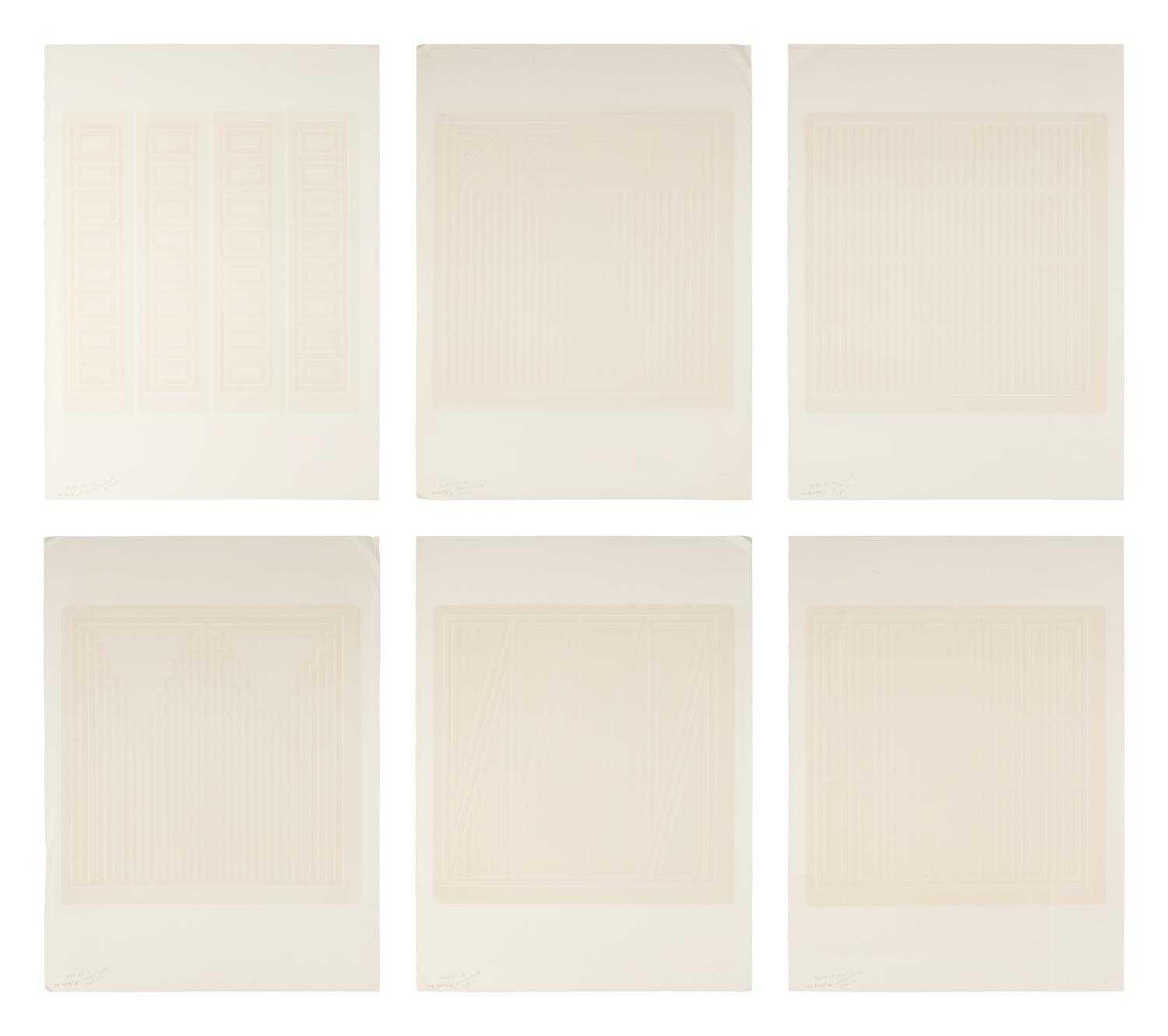 A Group of Six Prints ( Ladder Box; Multi Case; Vertical Screen; Drop Mitres; Quoined Chase; Mitred Matrix ), 1970