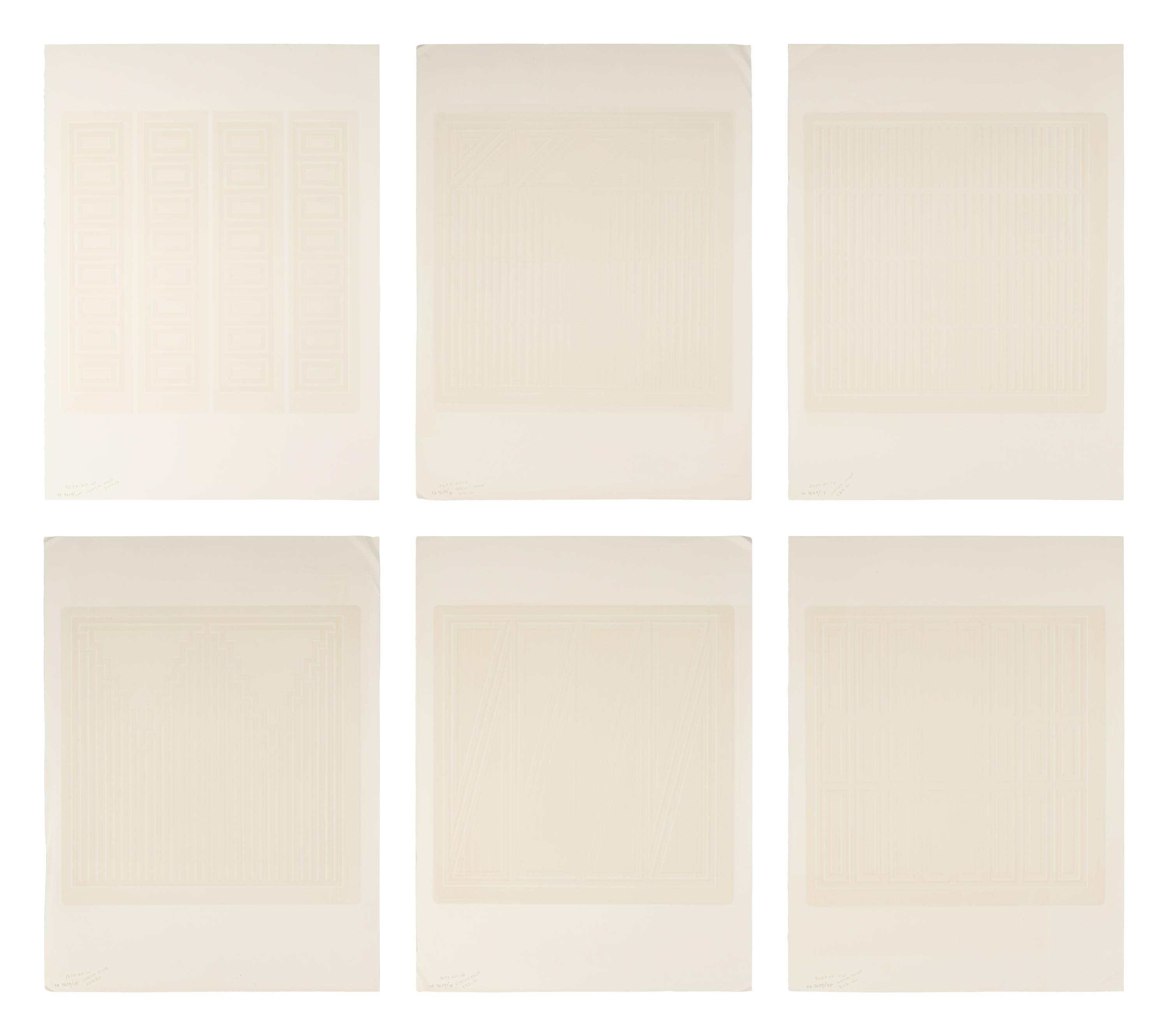 A Group of Six Prints ( Ladder Box; Multi Case; Vertical Screen; Drop Mitres; Quoined Chase; Mitred Matrix ), 1970