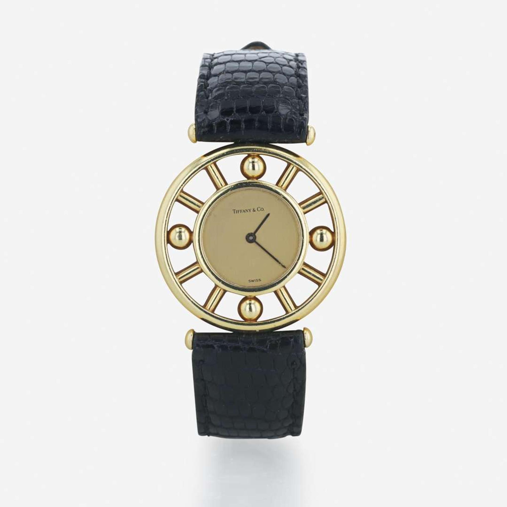 A lady's 18K gold and leather strap wristwatch, Tiffany & Co. Paloma Picasso, 1984