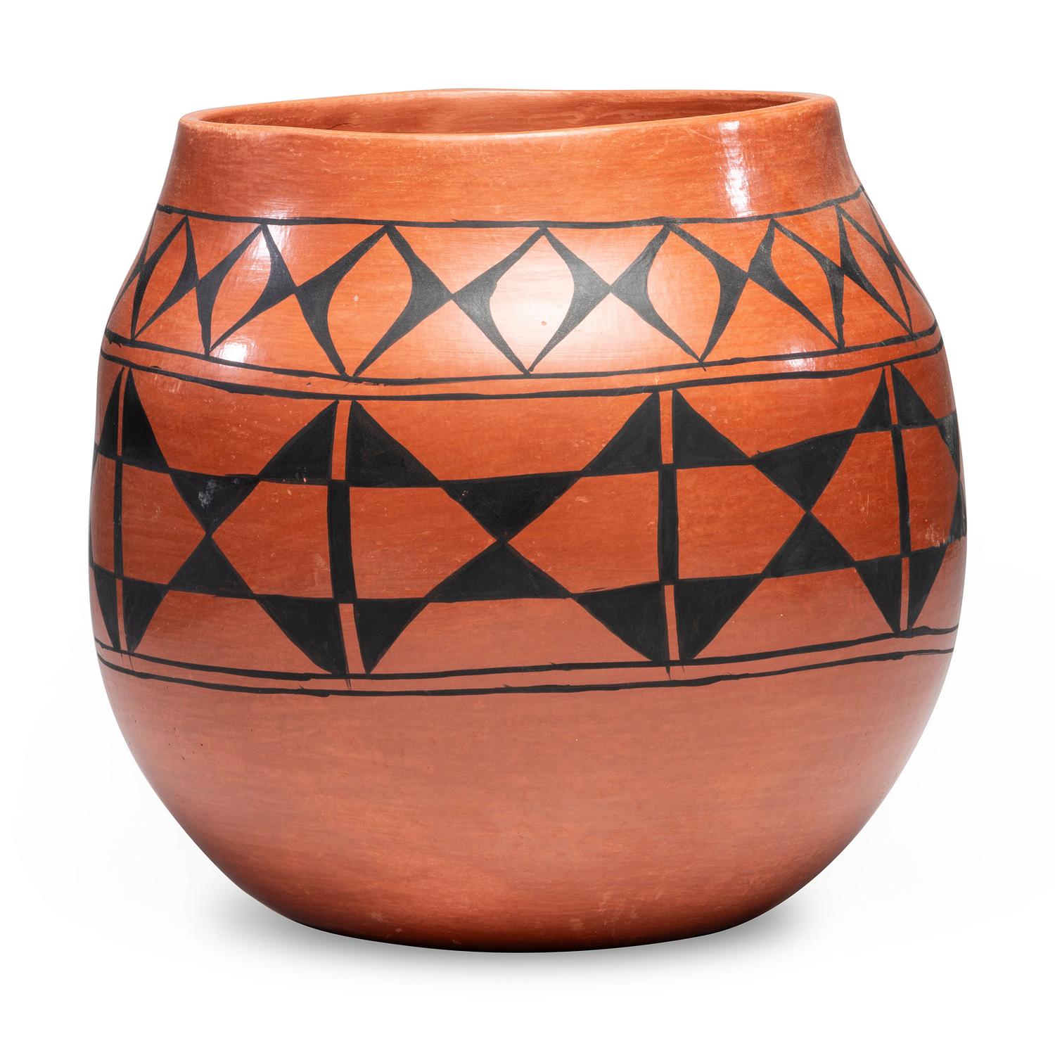 Black on Red Pottery Storage Jar