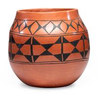 Black on Red Pottery Storage Jar