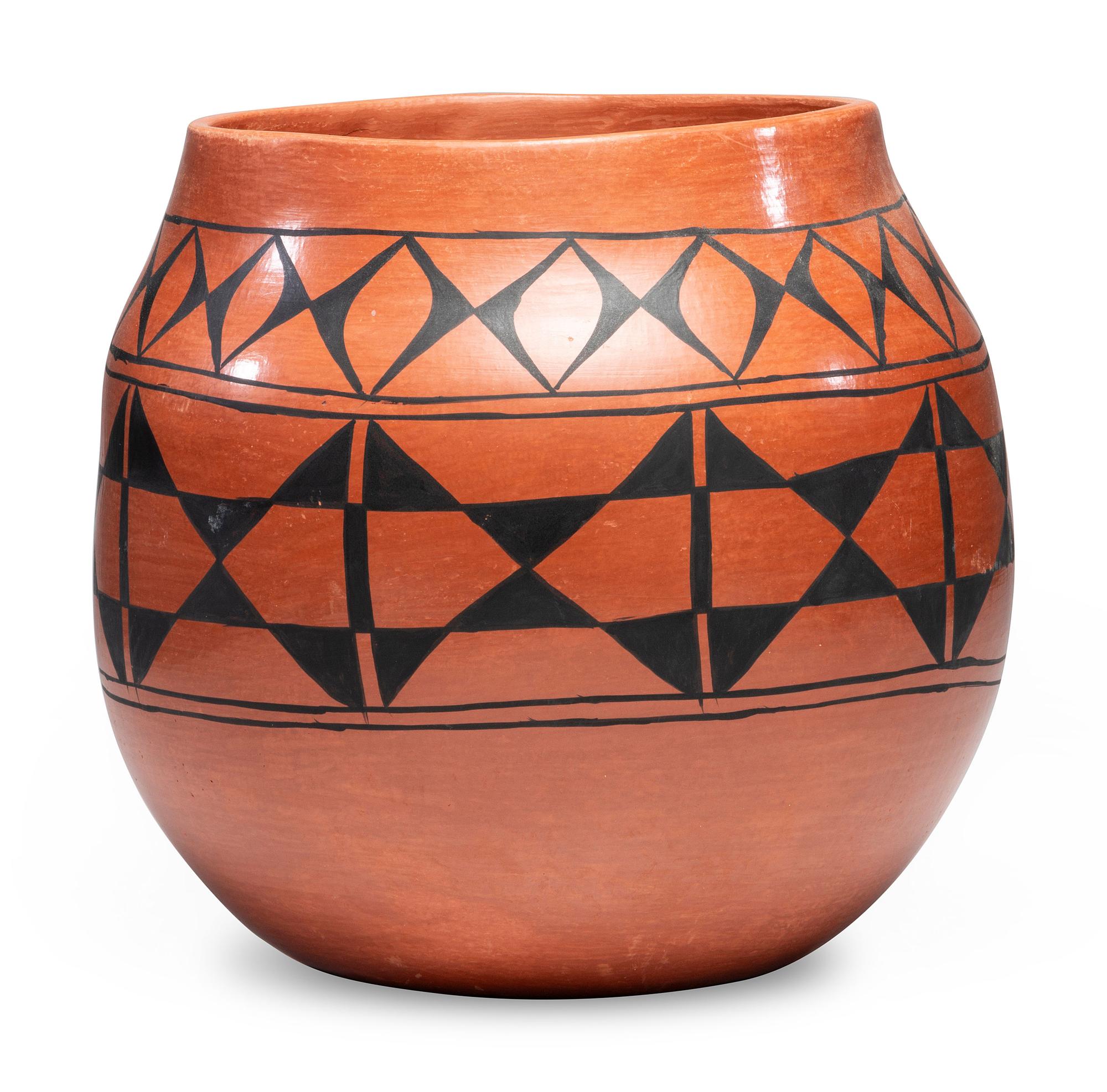 Black on Red Pottery Storage Jar