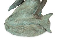 A Chinese Bronze Sculpture of a Mermaid with Dolphin