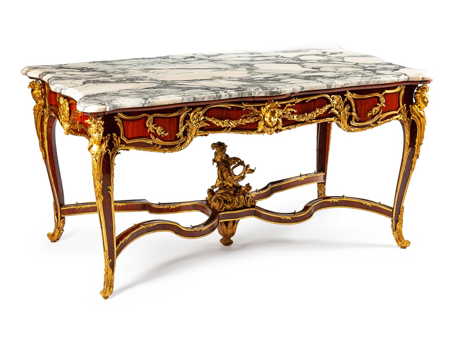 A Louis XV Style Gilt-Bronze-Mounted Tulipwood Salon Table