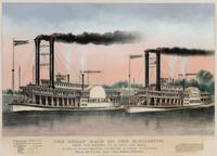 CURRIER and IVES, publishers. The Great Race on the Mississippi from New Orleans to St. Louis, 1210 Miles. New York, 1870.