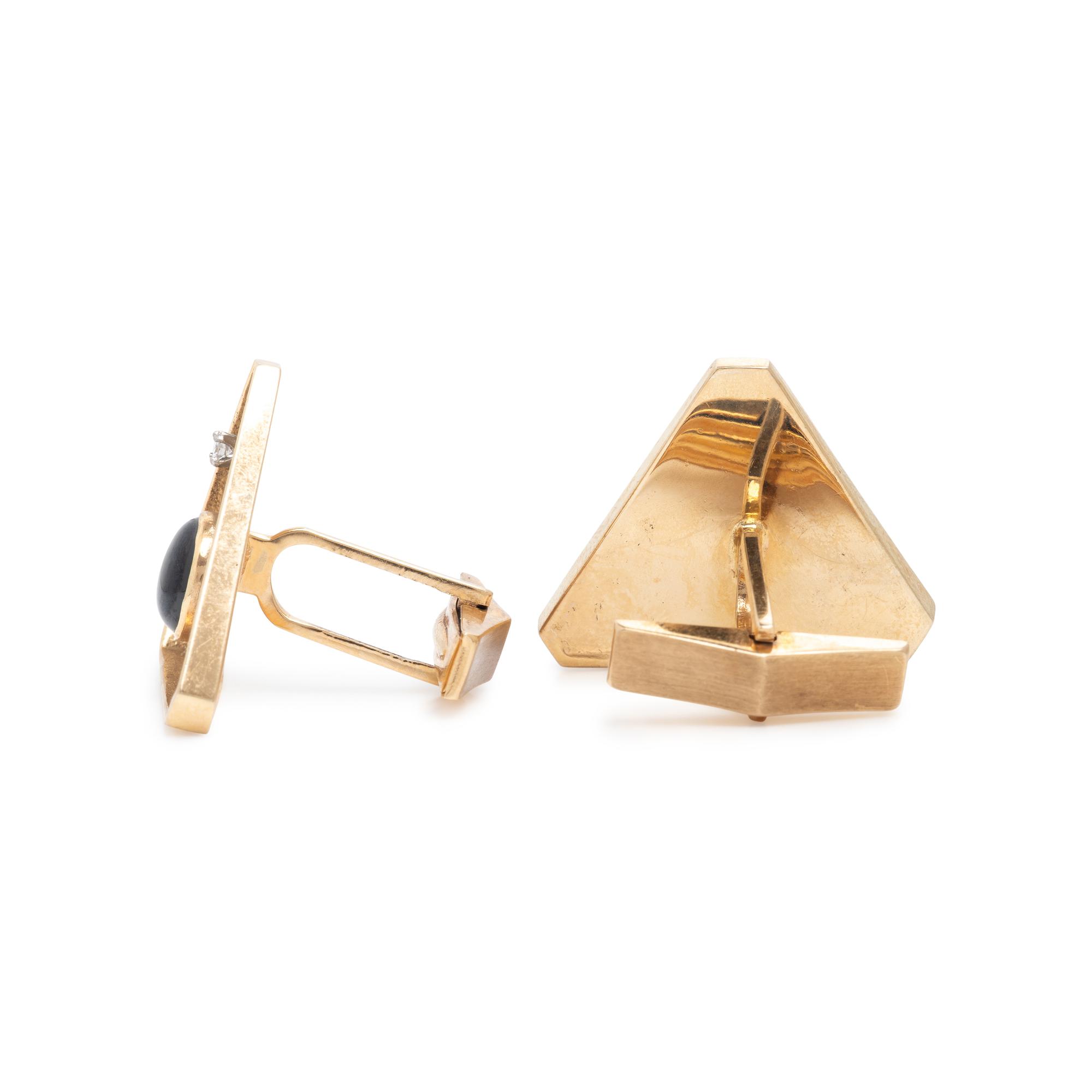 Two Pairs of Yellow Gold and Multigem Cufflinks