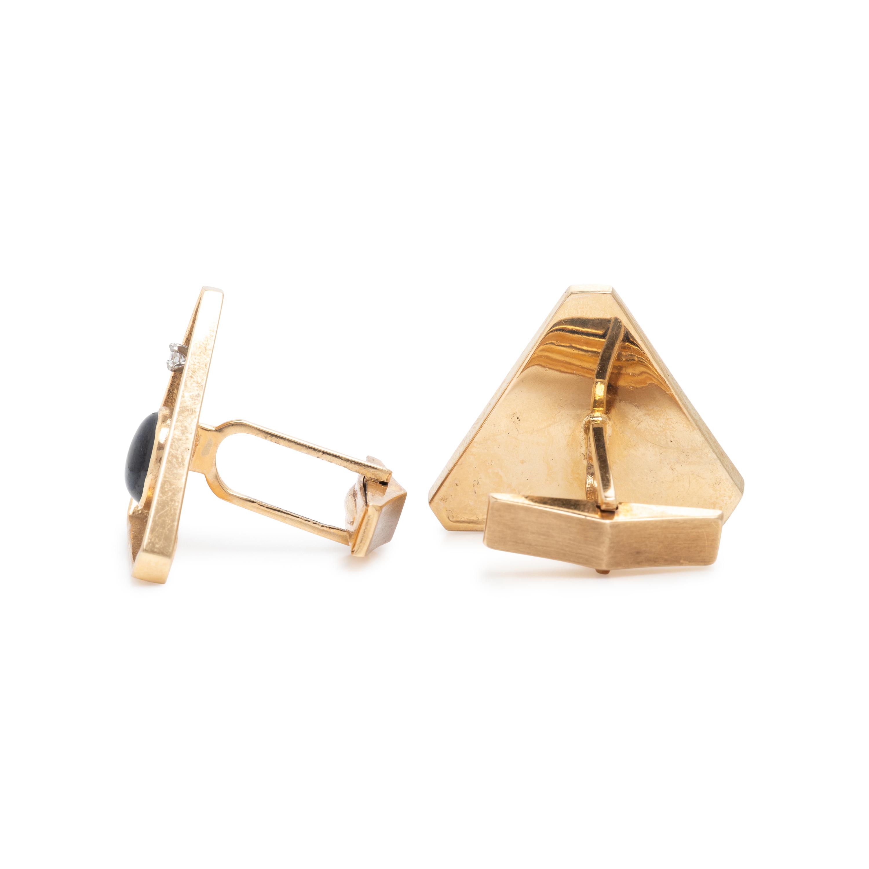 Two Pairs of Yellow Gold and Multigem Cufflinks