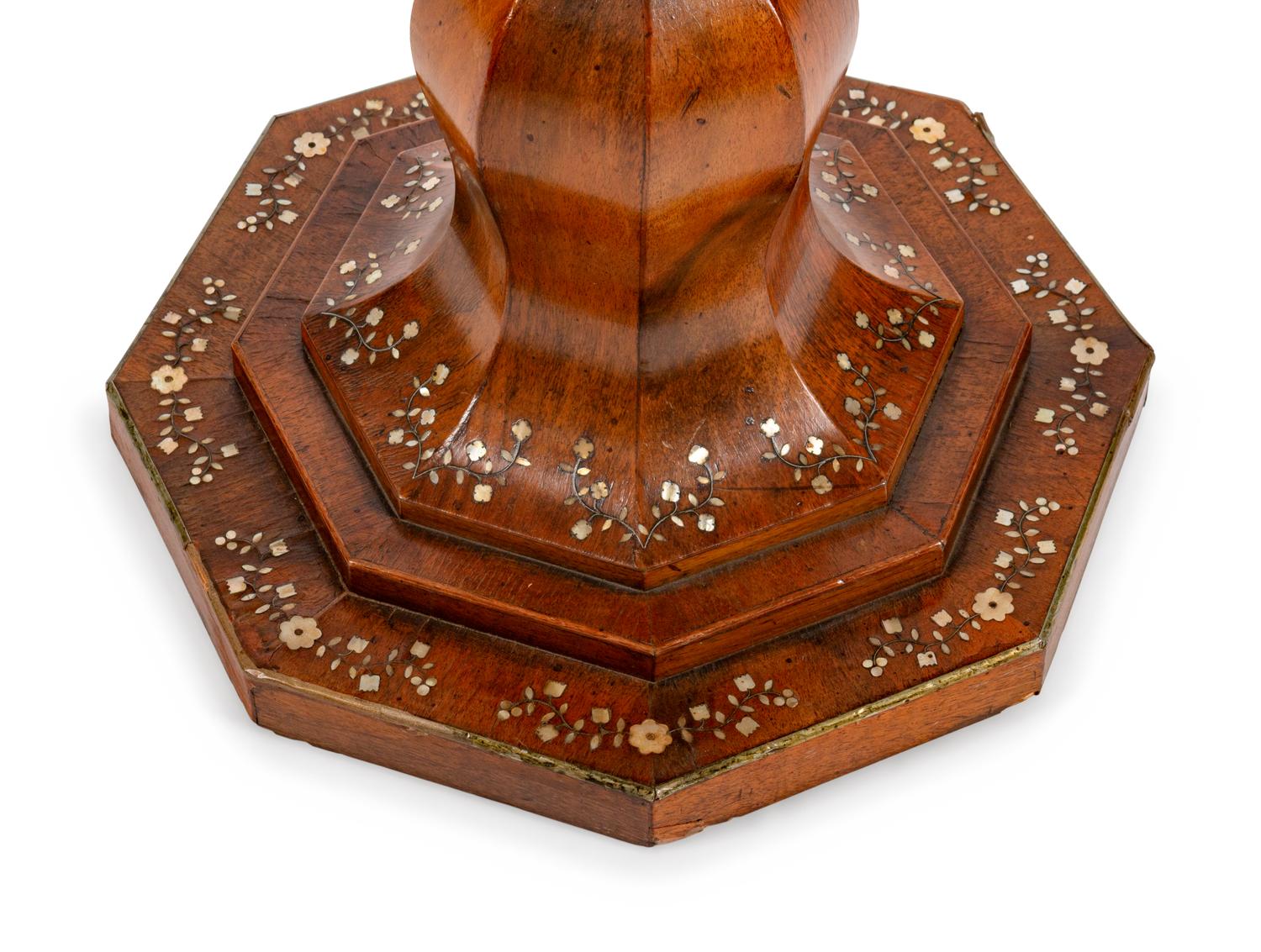 A Continental Mother-of-Pearl Inlaid Walnut Pedestal Vanity — 19TH CENTURY