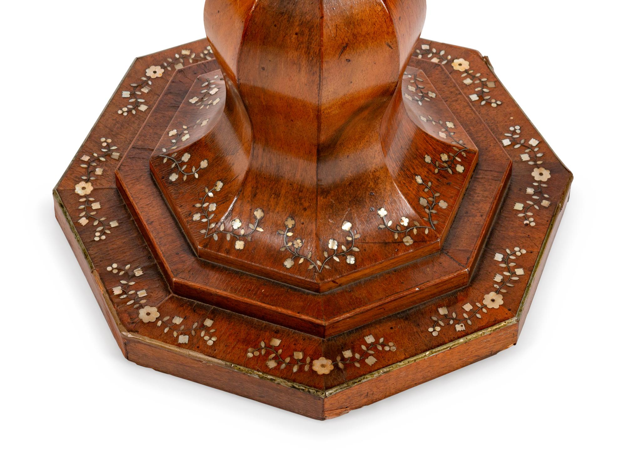 A Continental Mother-of-Pearl Inlaid Walnut Pedestal Vanity — 19TH CENTURY