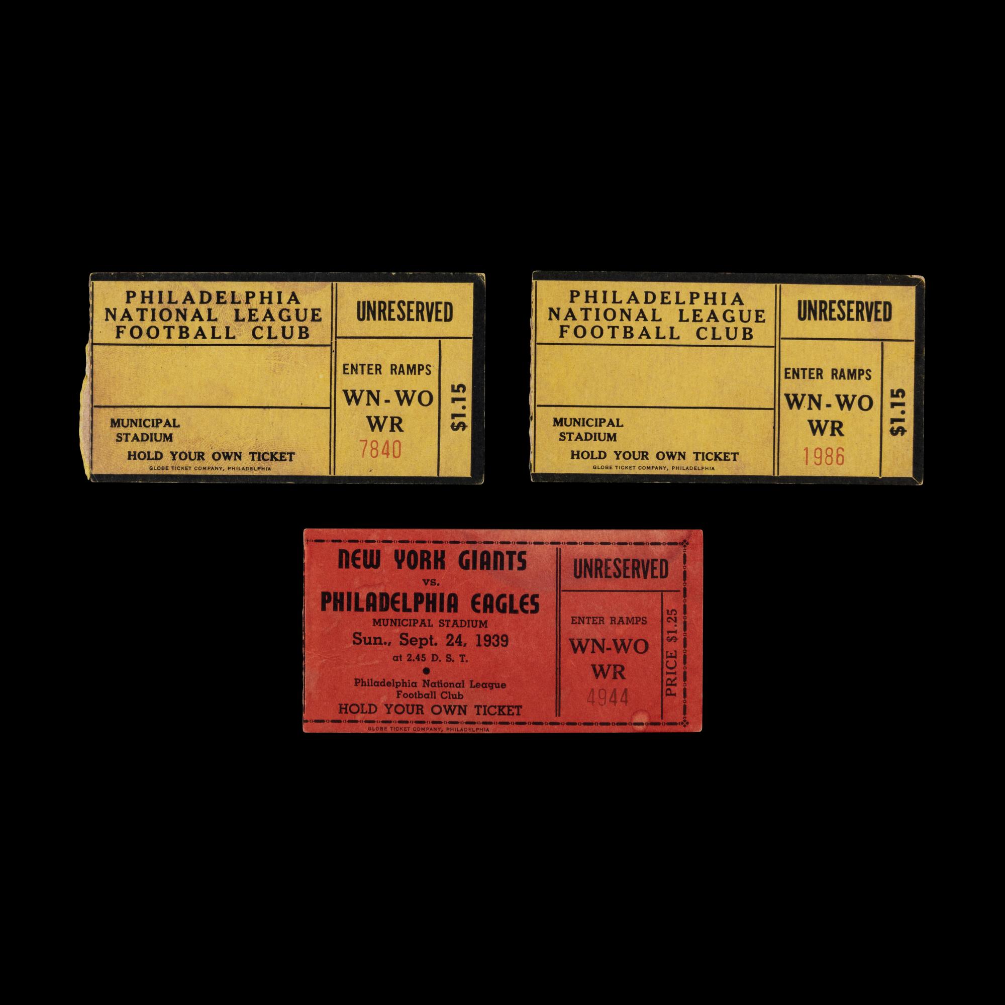 A Collection of Vintage Philadelphia Eagles Municipal Stadium Ticket Stubs