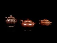 Three Chinese Yixing Zisha Pottery Teapots