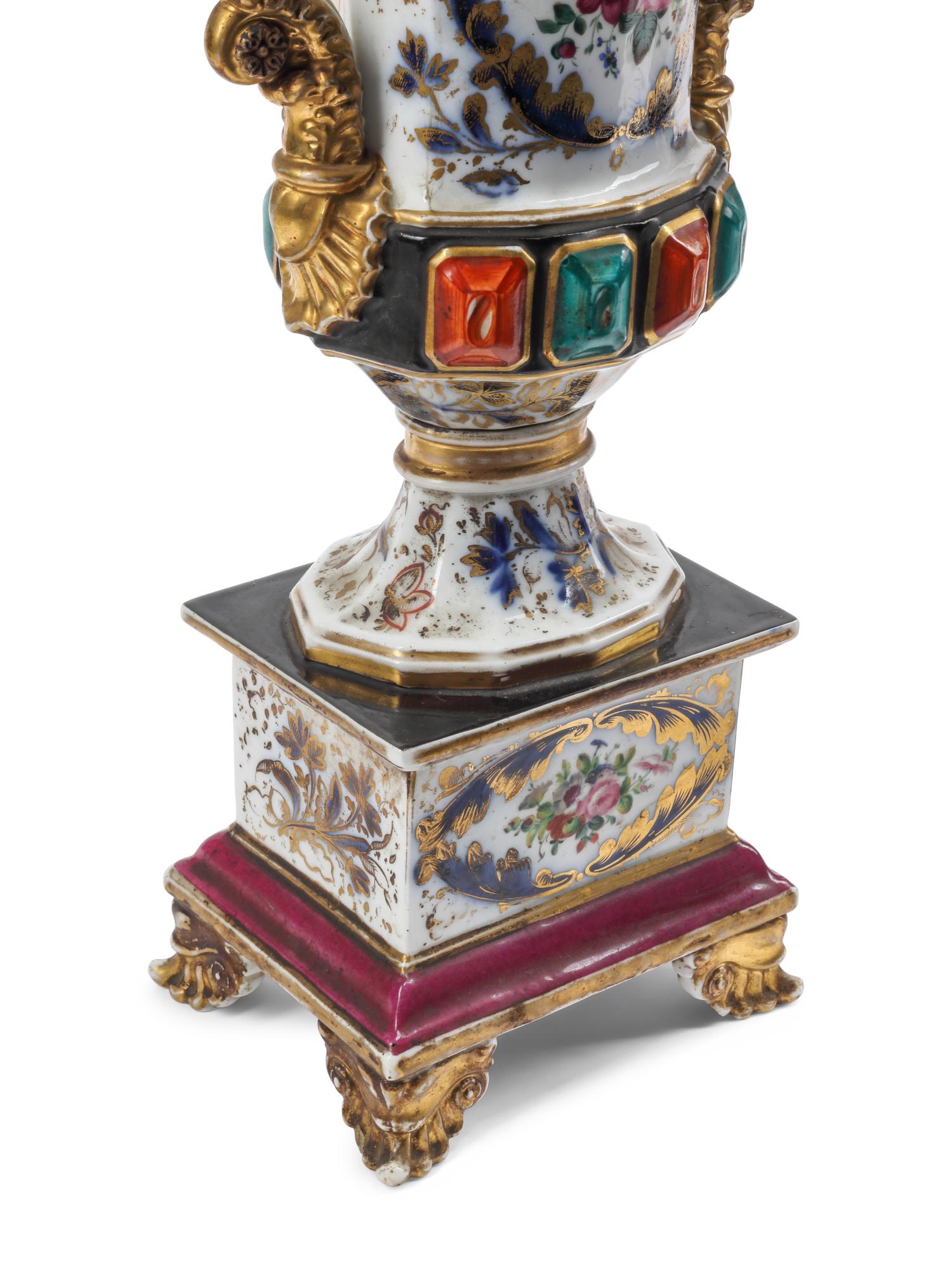 A Pair of Porcelain and Gilt Metal Four-Light Candelabra