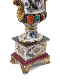 A Pair of Porcelain and Gilt Metal Four-Light Candelabra
