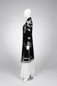 Chado Ralph Rucci Silk Net Jacket with Wool Crepe Patches
