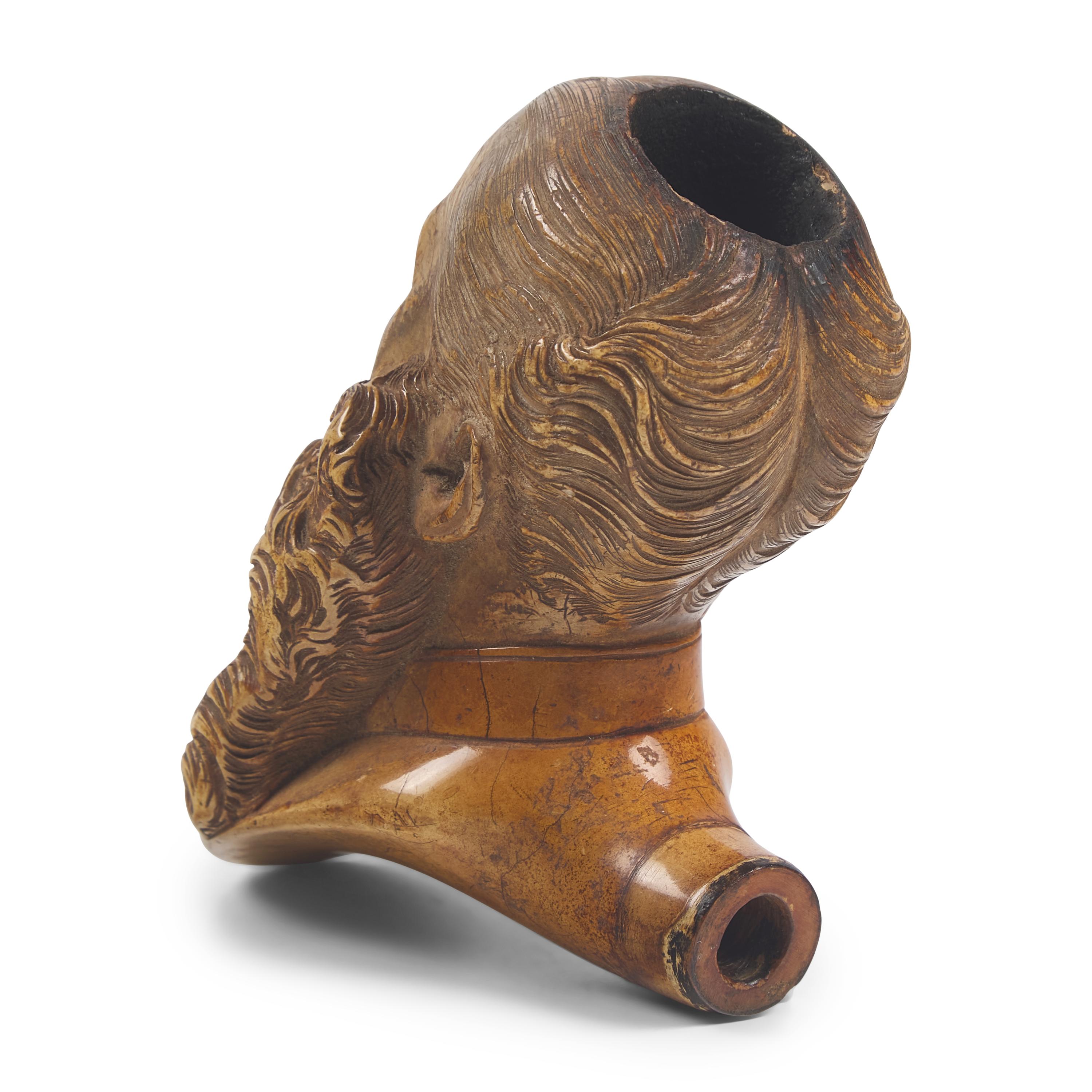[Second Mexican Empire] Figural pipe carved in the likeness of Maximilian I of Mexico