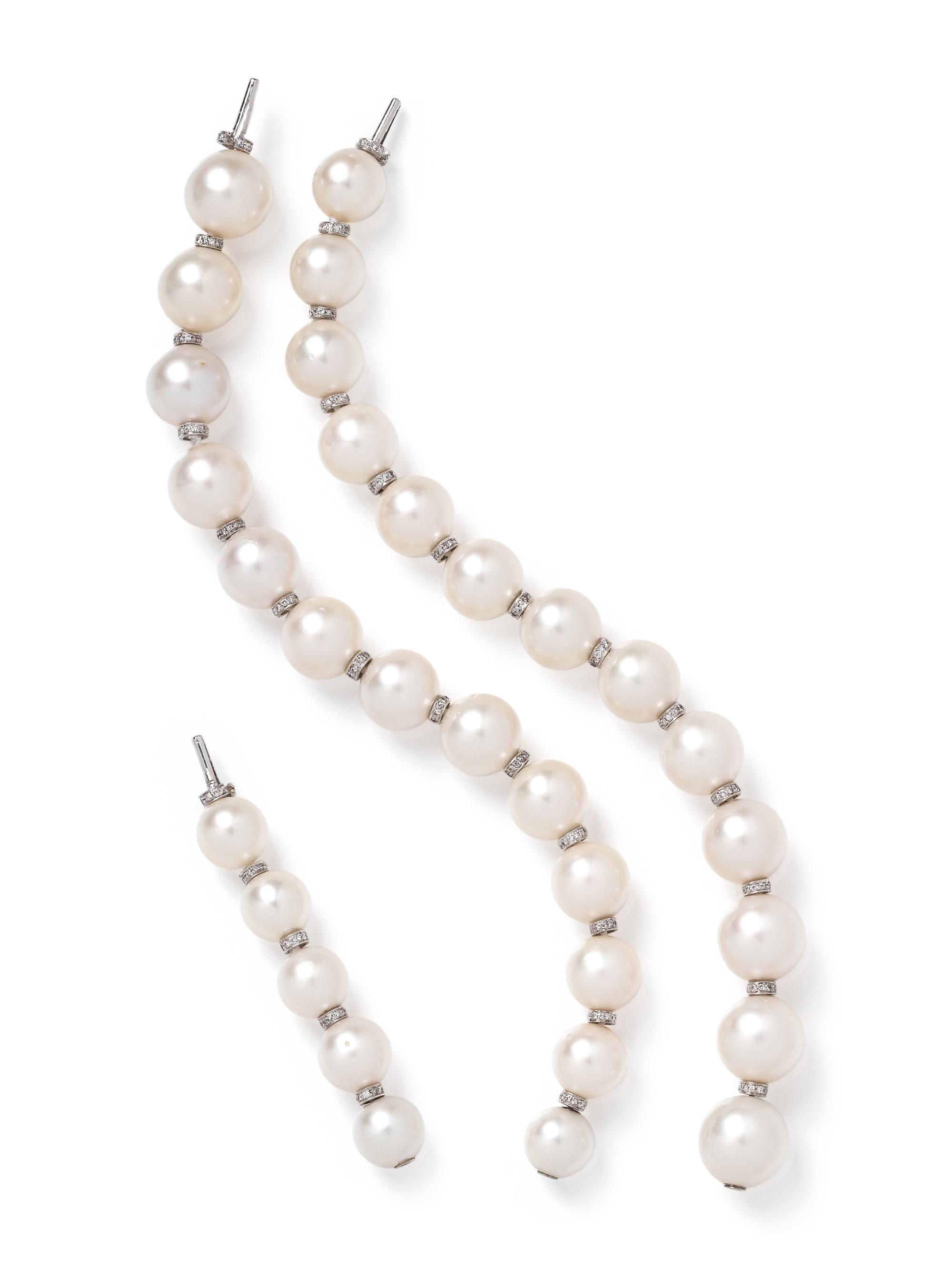 CONVERTIBLE CULTURED SOUTH SEA PEARL AND DIAMOND NECKLACE