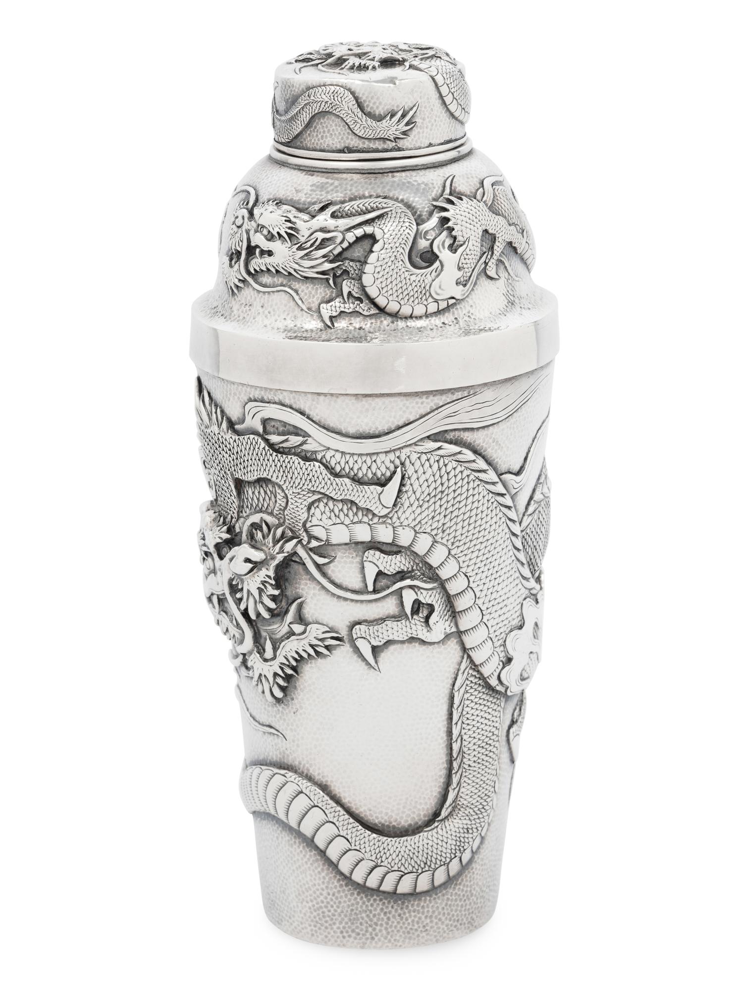A Japanese Silver 'Dragon' Cocktail Shaker