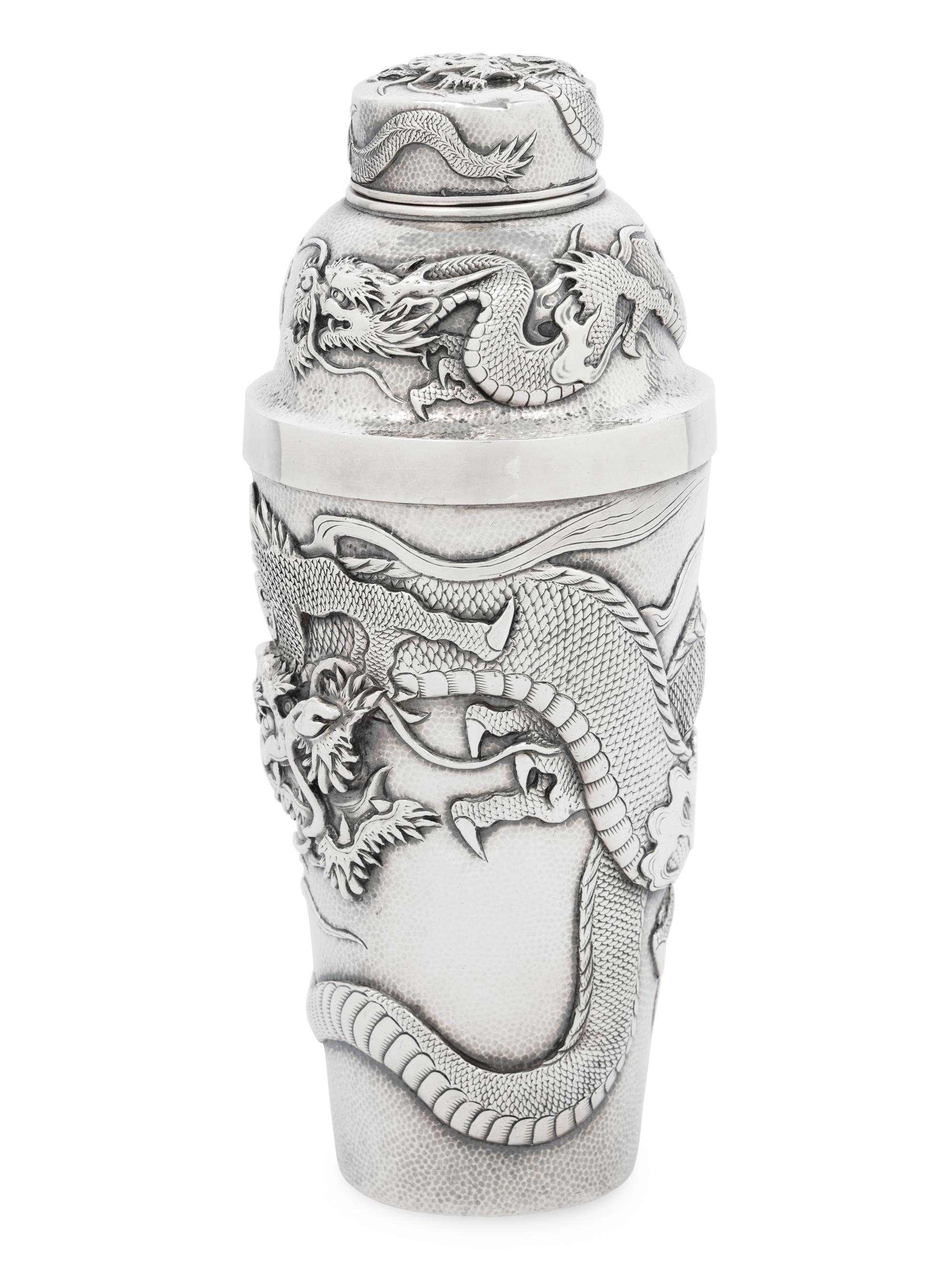 A Japanese Silver 'Dragon' Cocktail Shaker