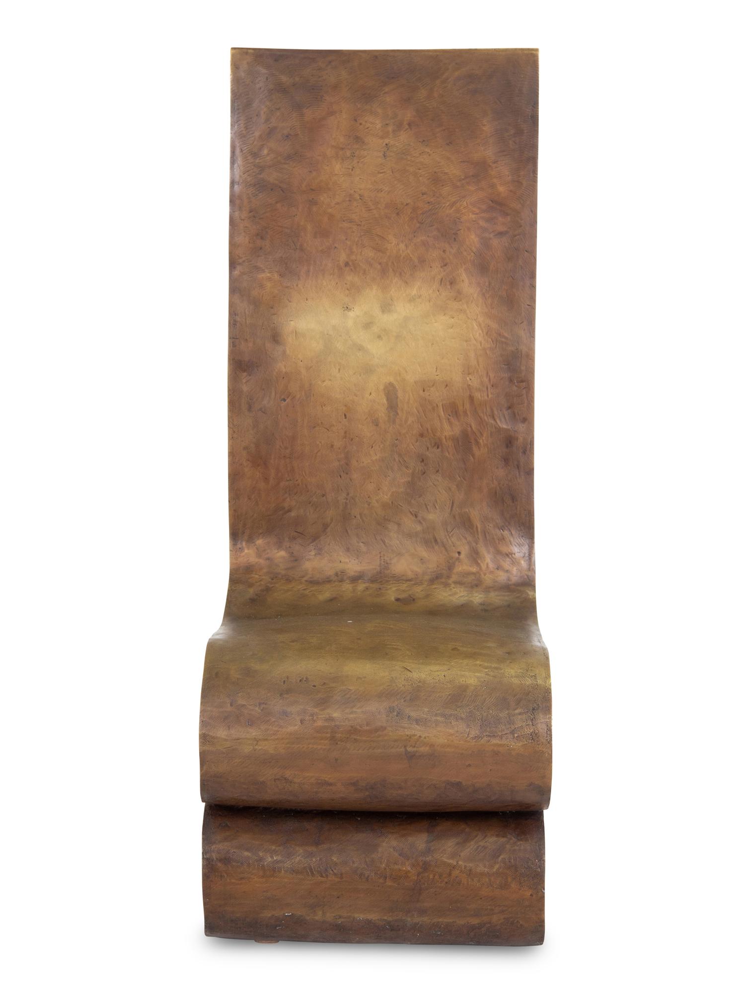 A Pair of Bronze Side Chairs After a Design by Frank Gehry