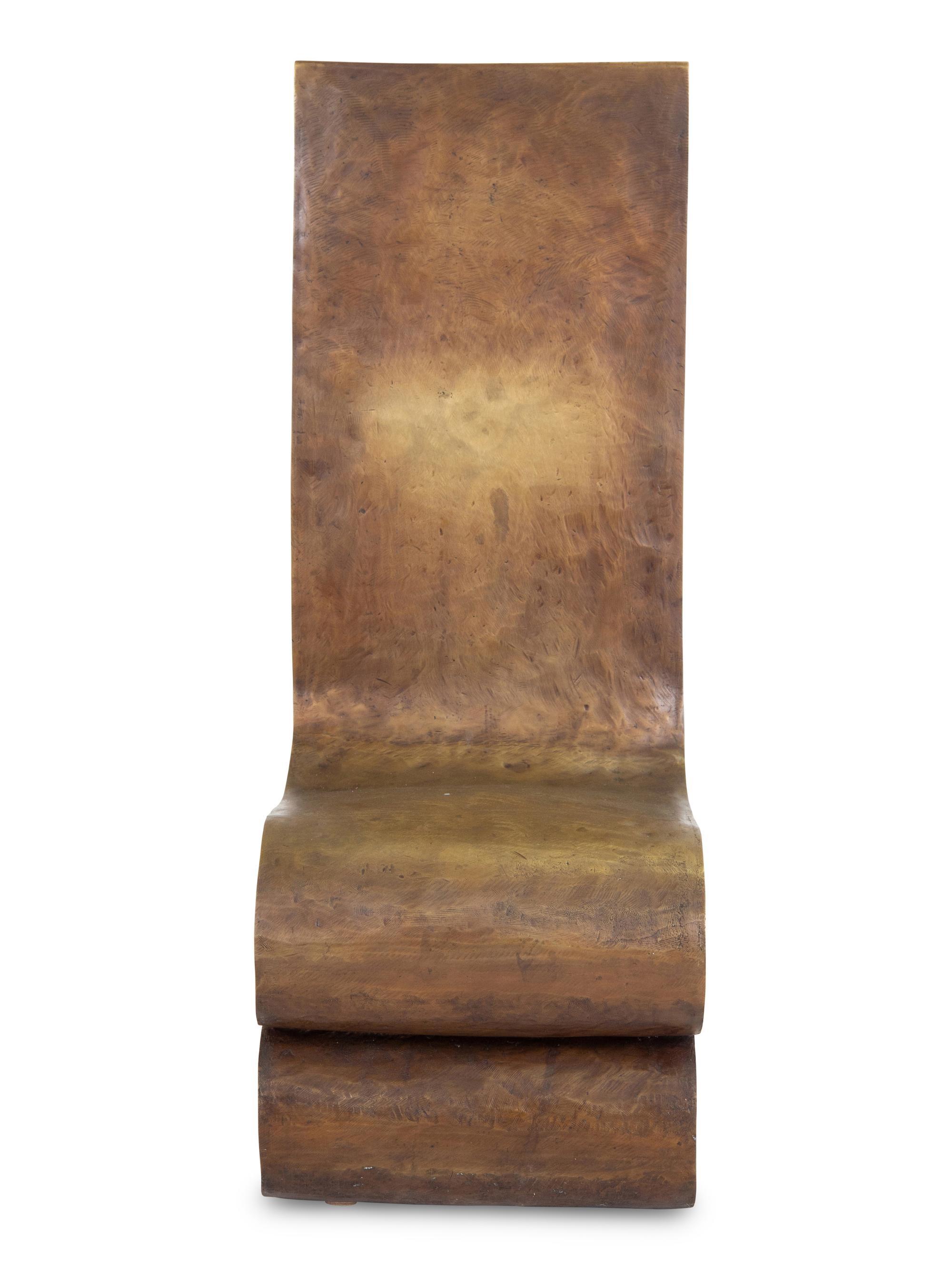 A Pair of Bronze Side Chairs After a Design by Frank Gehry