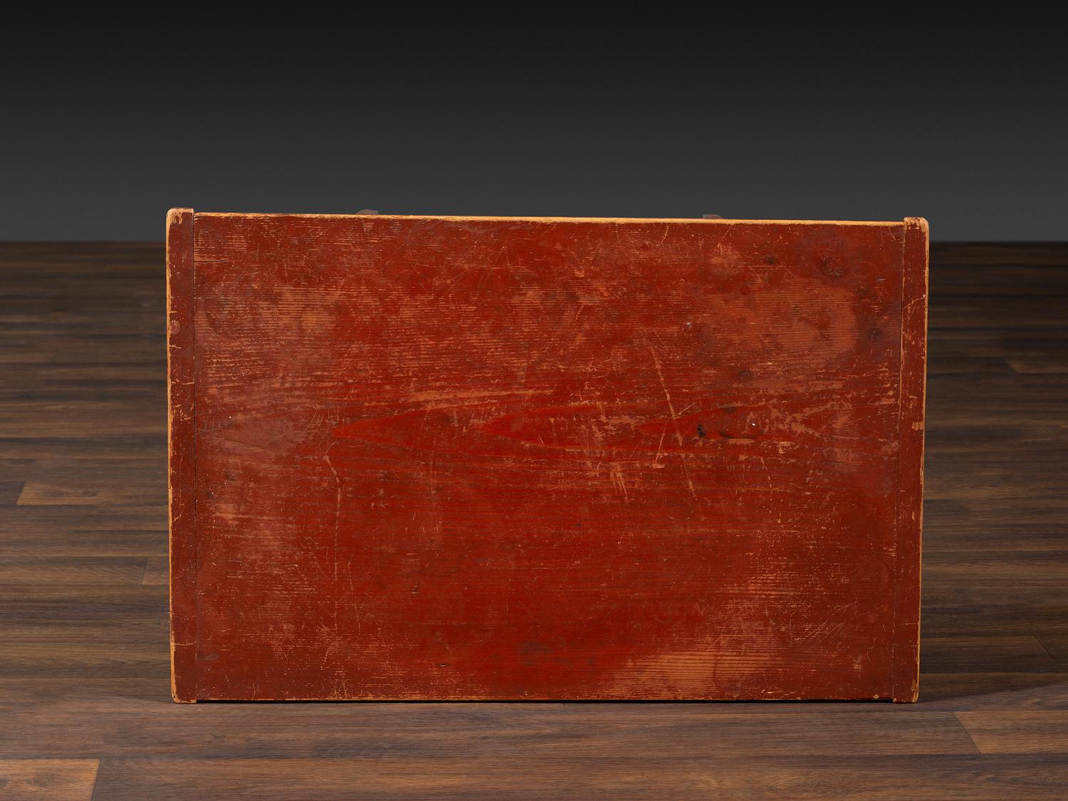 A Federal Red Painted Pine Diminutive Tavern Table