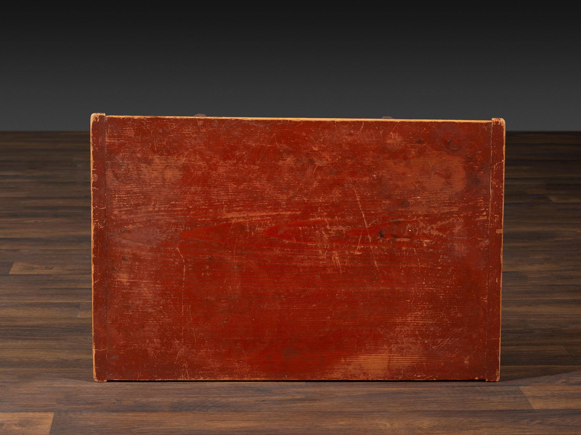 A Federal Red Painted Pine Diminutive Tavern Table