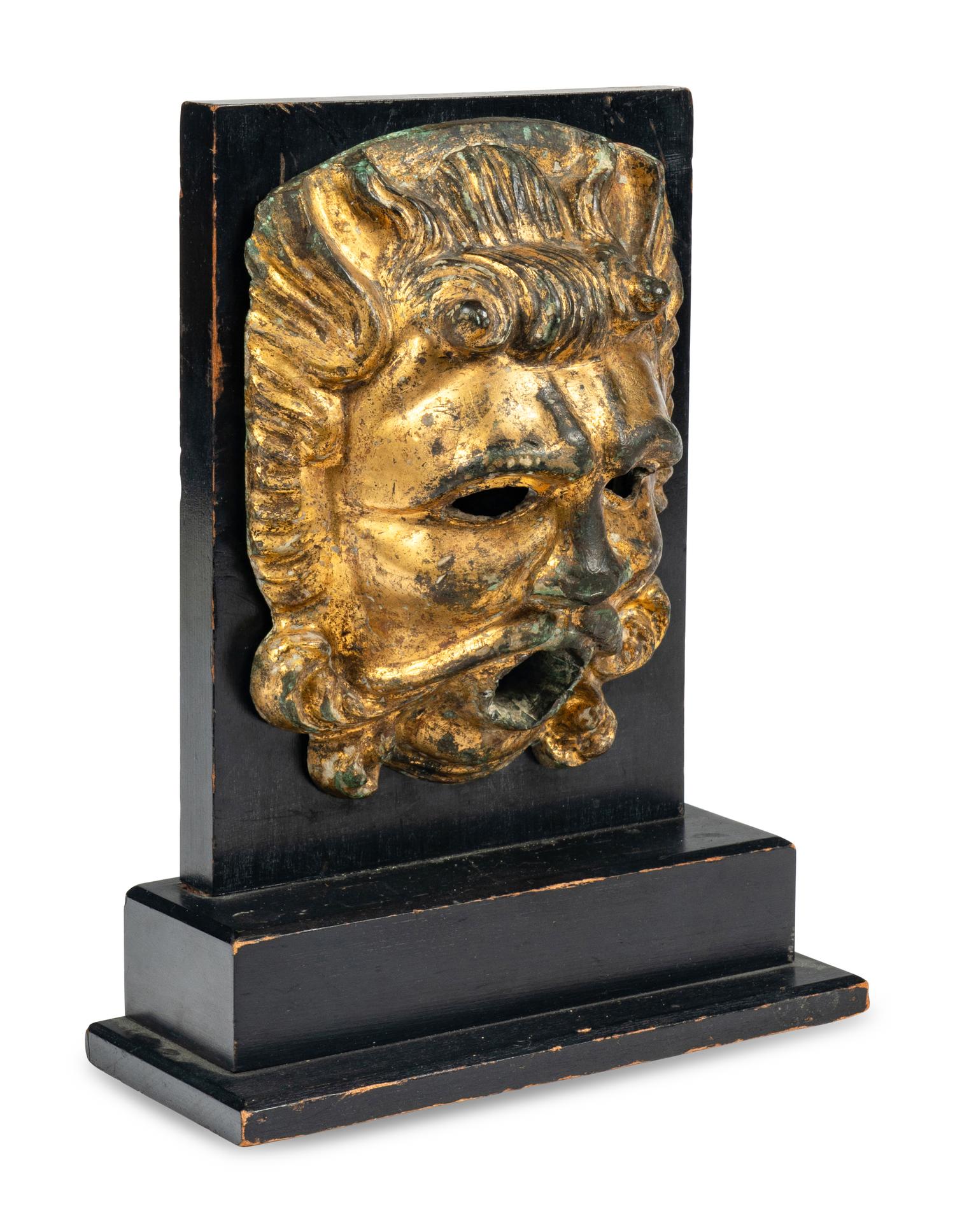 A Continental Gilt Bronze Fountain Mask