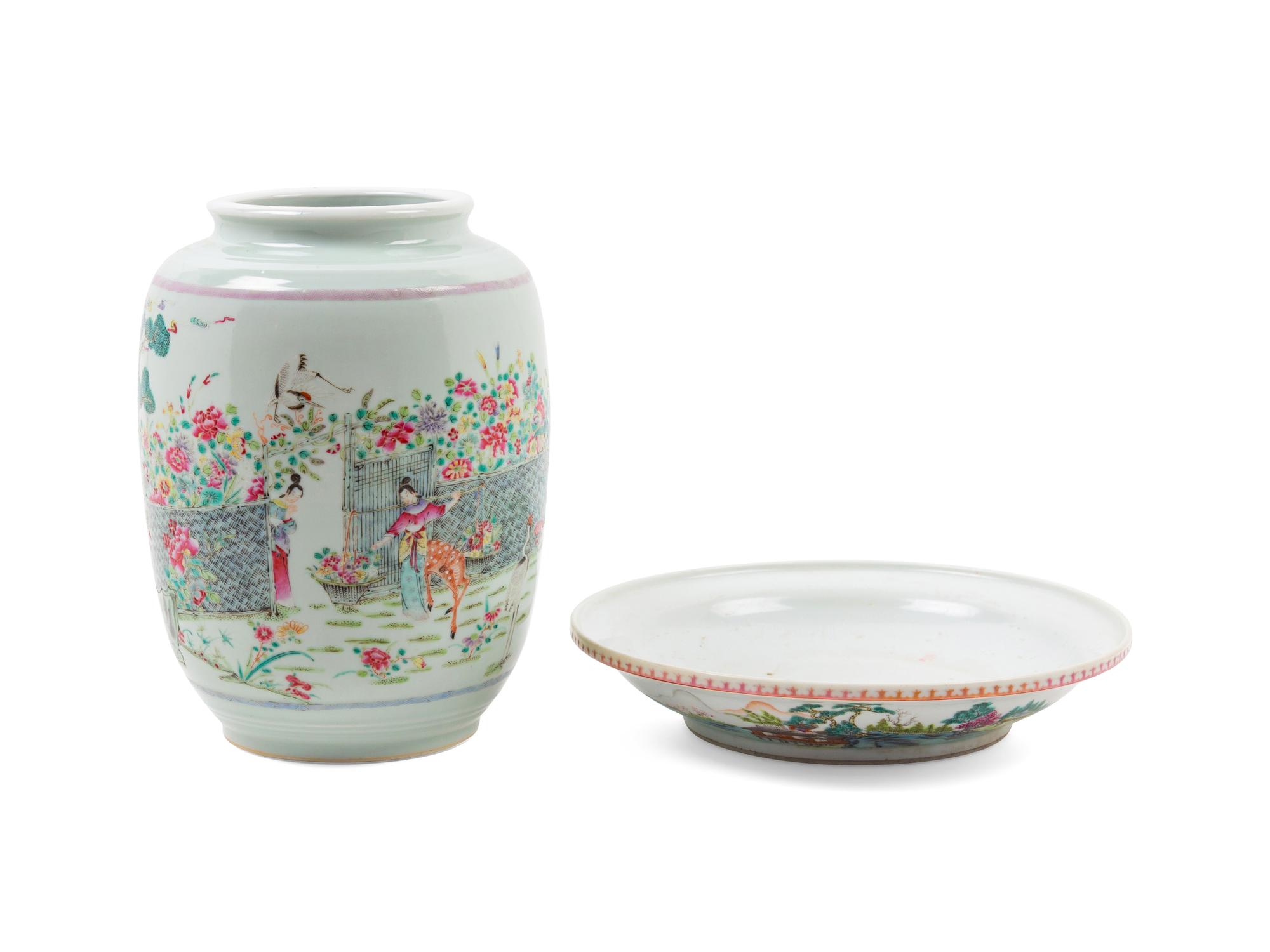 Two Chinese Famille Rose Porcelain Articles