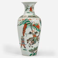 A Chinese famille-verte baluster vase 五彩人物故事圖瓶 Apocryphal Kangxi Mark ???