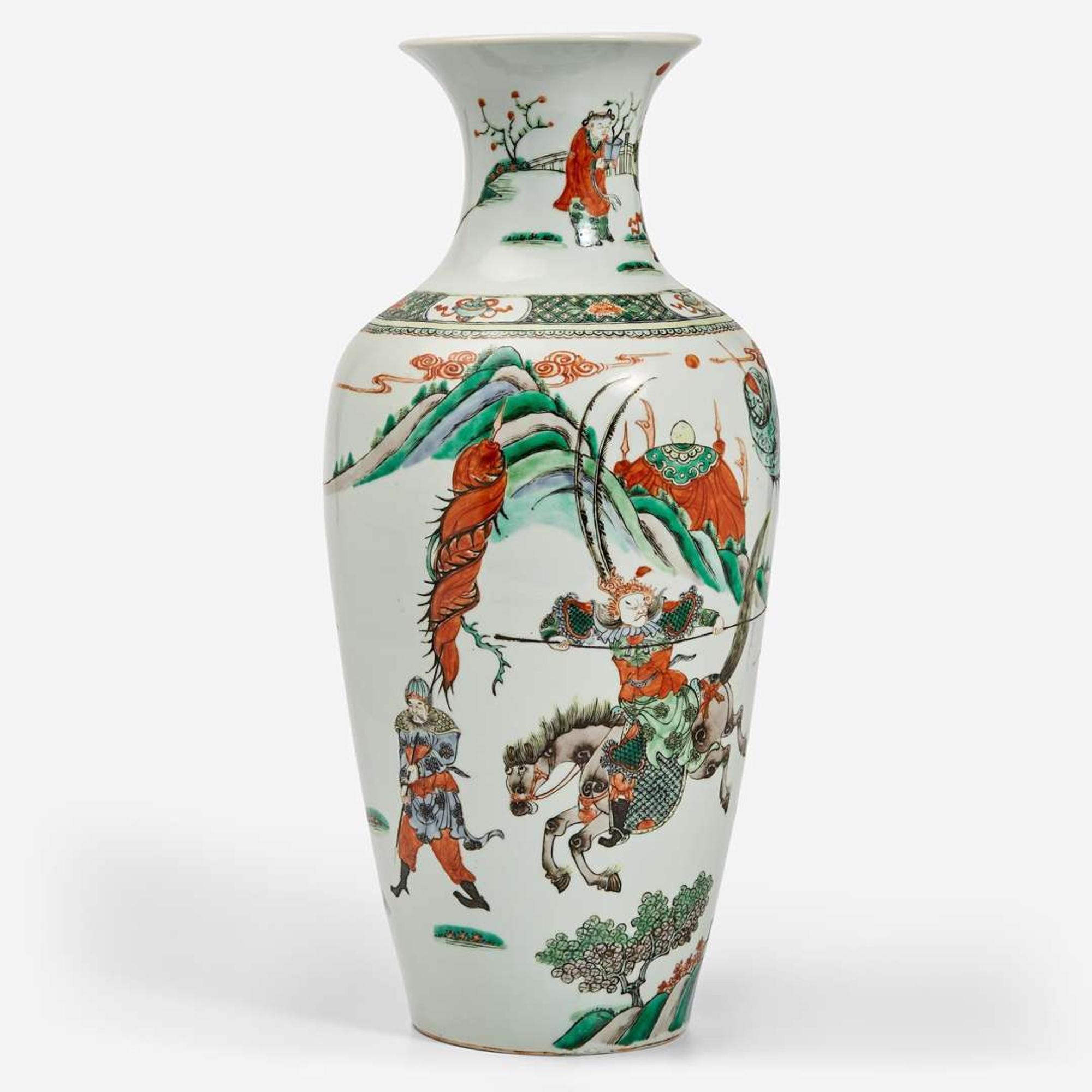 A Chinese famille-verte baluster vase 五彩人物故事圖瓶 Apocryphal Kangxi Mark ???