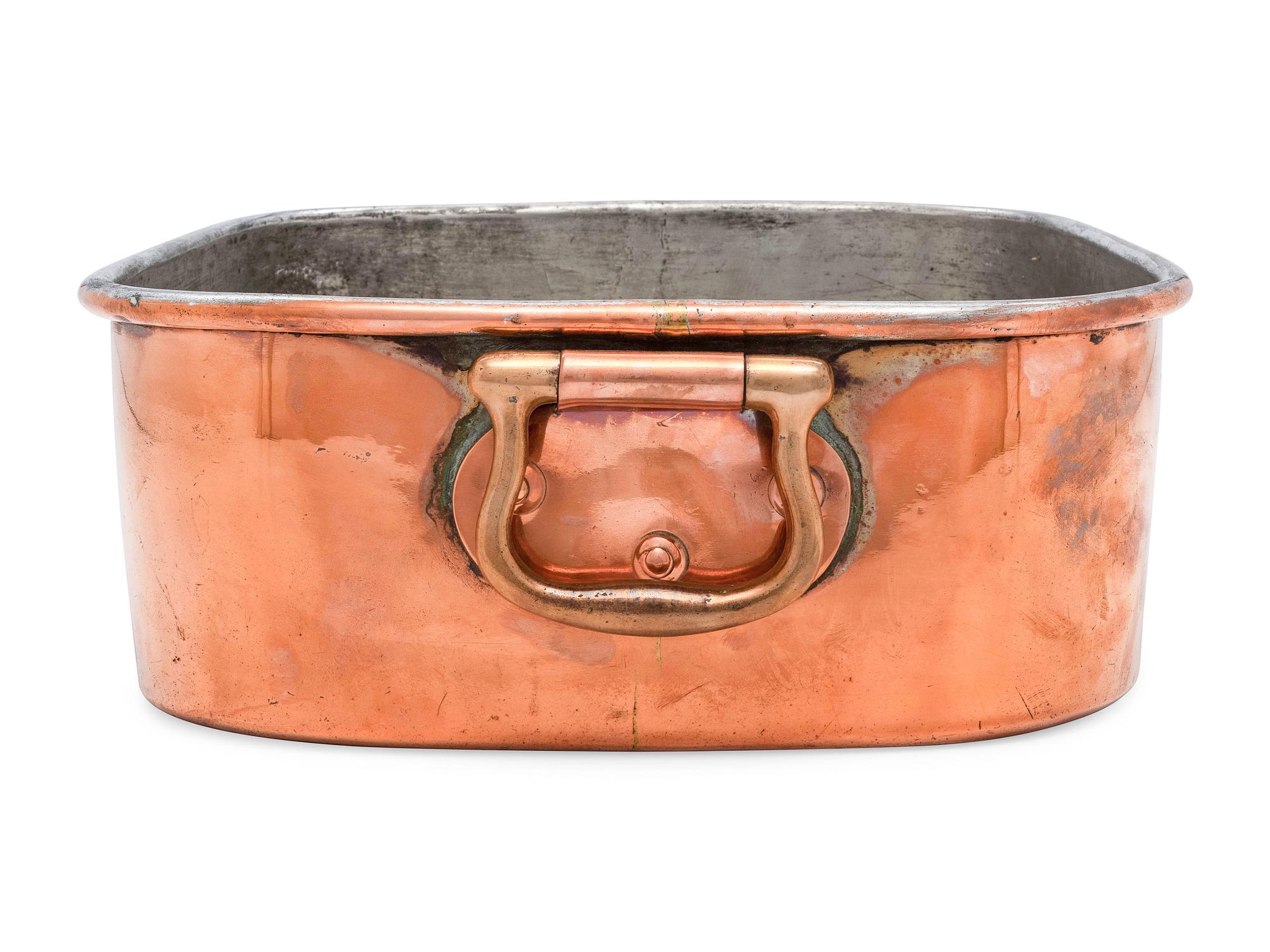 An English Copper Roasting Pan with Brass Handles