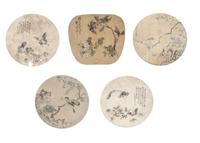 Five Chinese Paintings Depicting Birds and Flowers