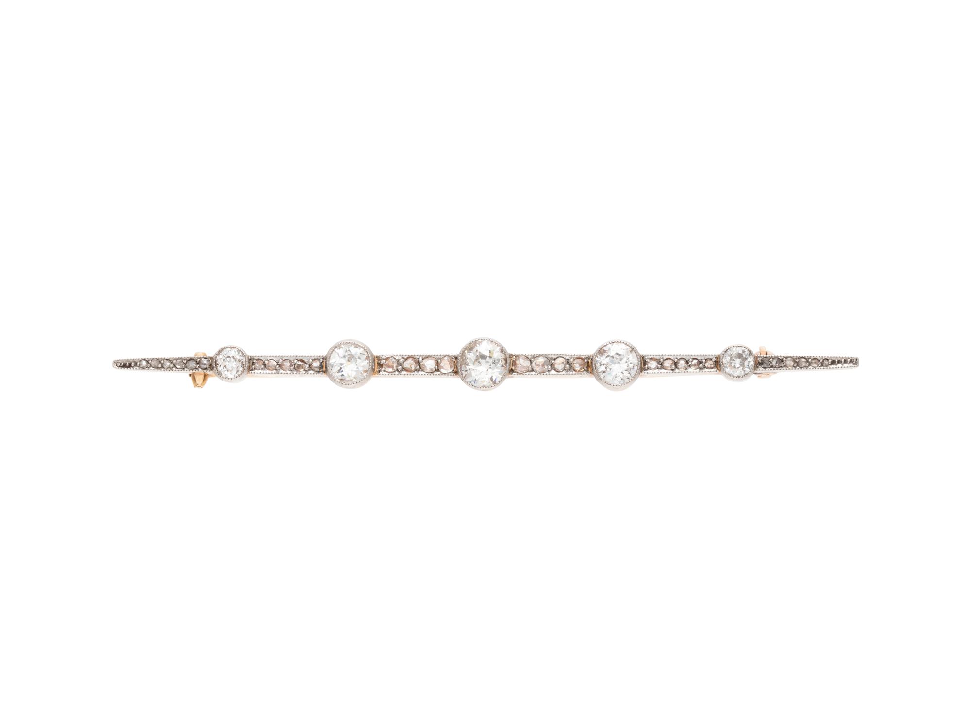 EDWARDIAN, DIAMOND BAR BROOCH