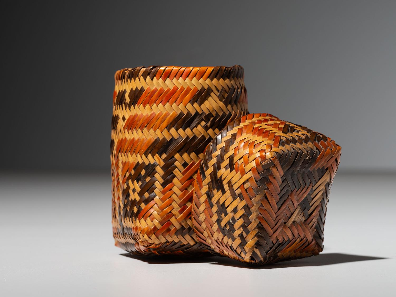 Miniature Chitimacha Double-Walled Lidded Basket